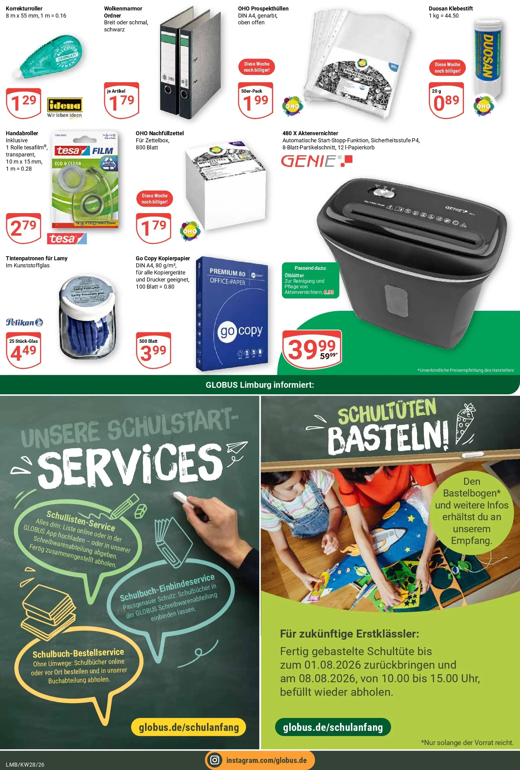 Globus Prospekt Limburg (ab 06.07.2026) » Angebote online | Seite: 28 | Produkte: Aktenvernichter, Drucker