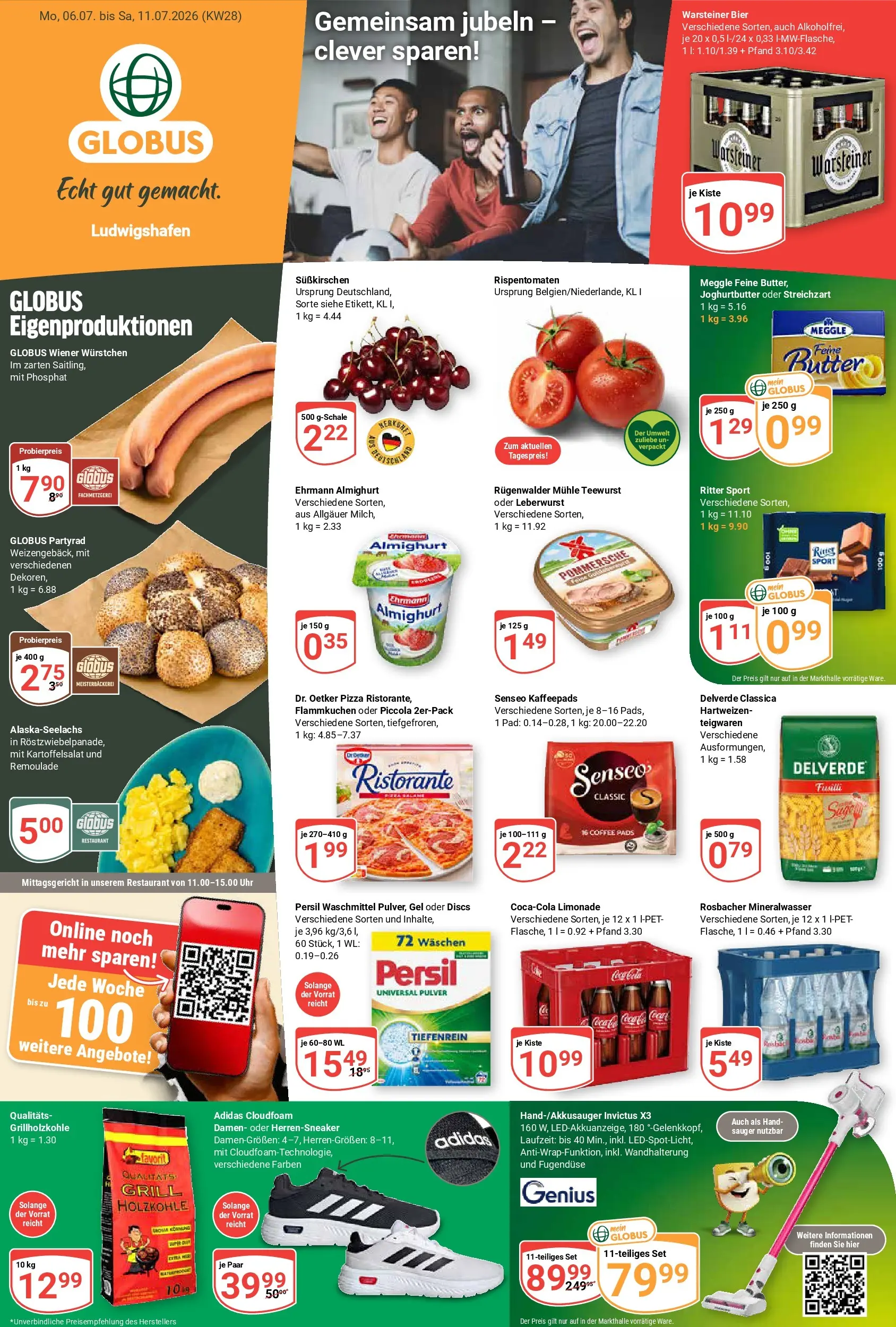 Globus Prospekt Ludwigshafen-Oggersheim (ab 06.07.2026) » Angebote online | Seite: 1 | Produkte: Grill, Ehrmann almighurt, Warsteiner, Senseo kaffeepads