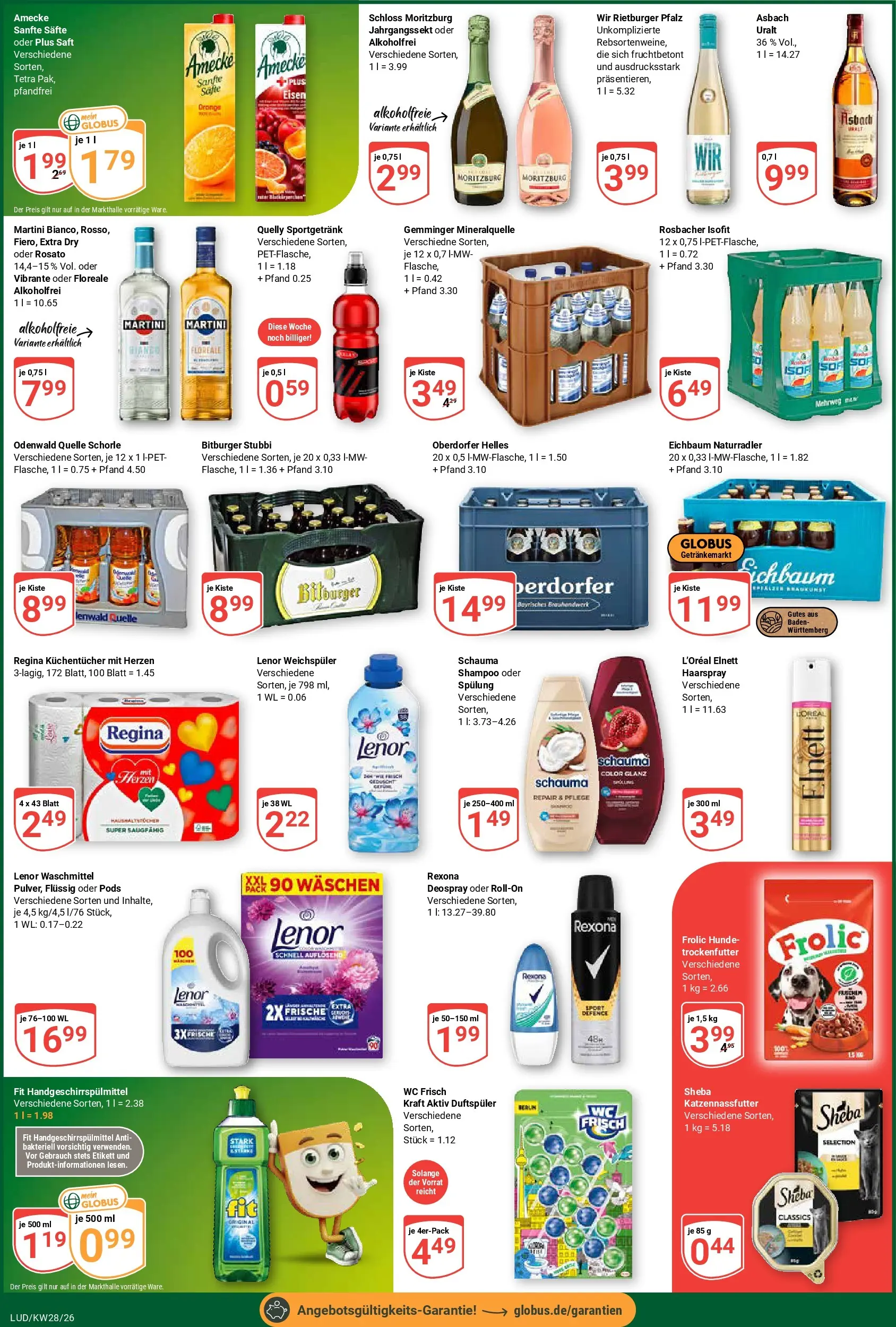 Globus Prospekt Ludwigshafen-Oggersheim (ab 06.07.2026) » Angebote online | Seite: 4 | Produkte: Sheba, Shampoo, Wc frisch, Saft