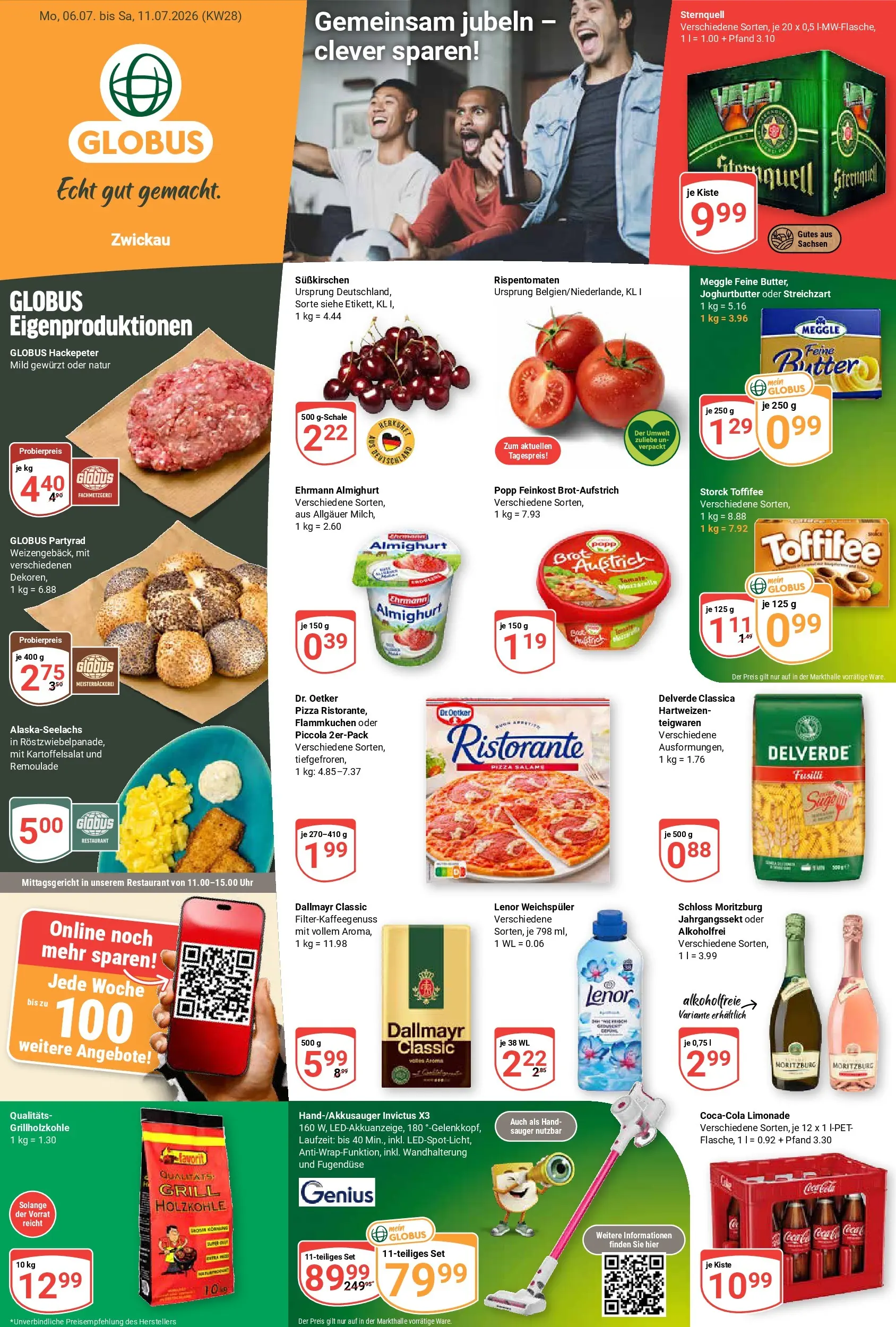 Globus Prospekt Zwickau (ab 06.07.2026) » Angebote online | Seite: 1 | Produkte: Butter, Limonade, Dallmayr, Brot