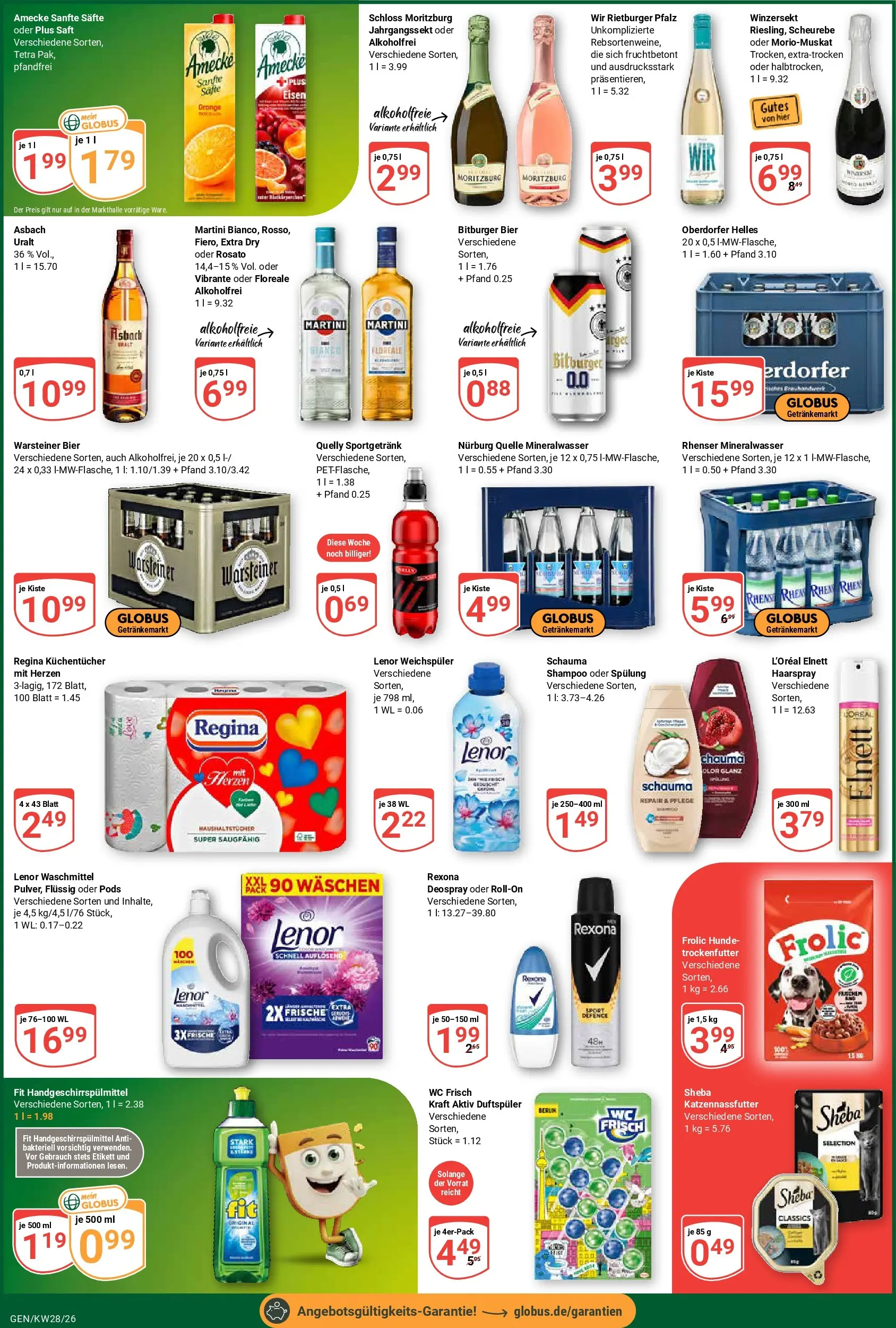 Globus Prospekt Gensingen (ab 06.07.2026) » Angebote online | Seite: 4 | Produkte: Martini, Shampoo, Deospray, Saft