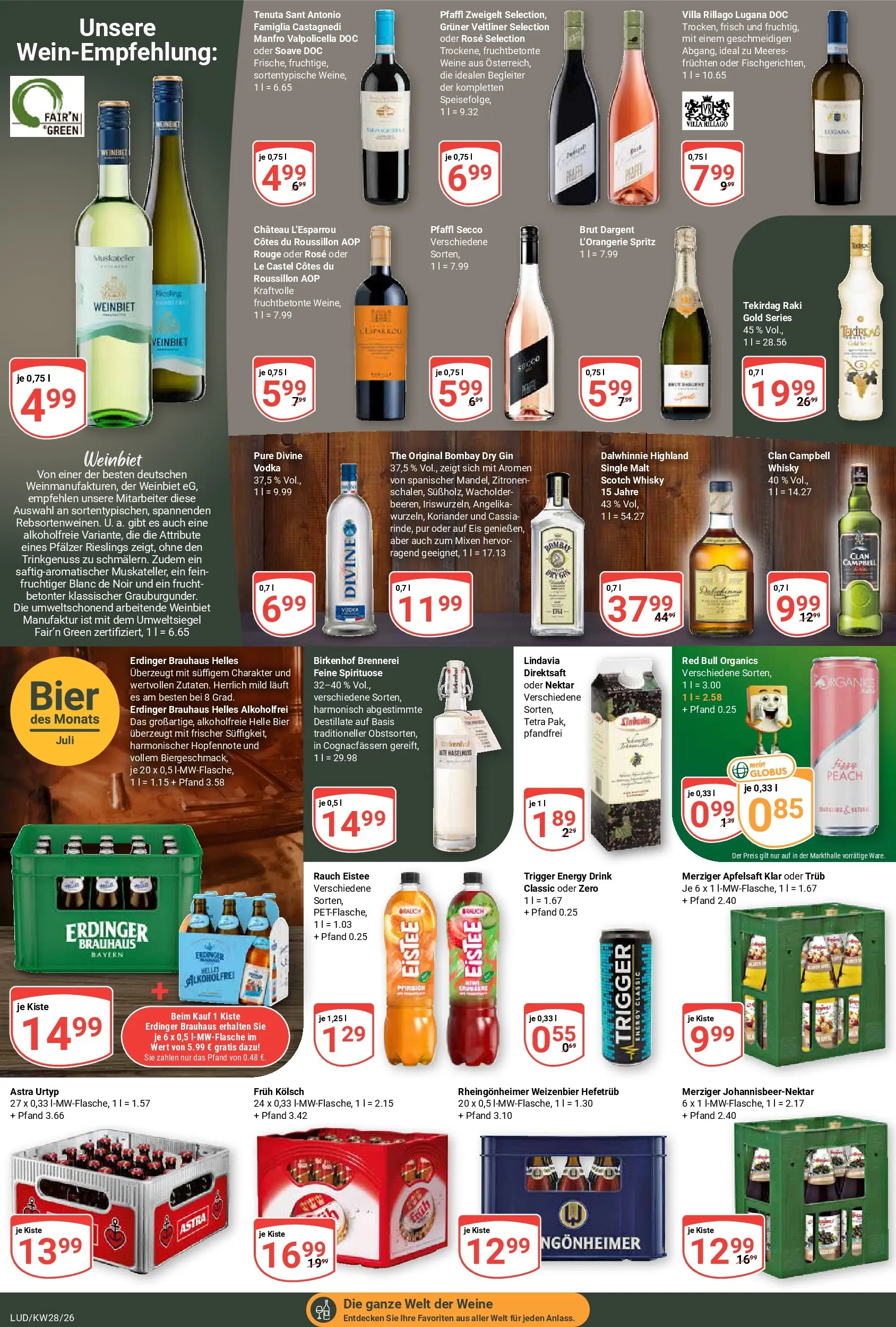 Globus Prospekt Ludwigshafen-Oggersheim (ab 06.07.2026) » Angebote online | Seite: 22 | Produkte: Erdinger, Brut dargent, Eis, Zitronen