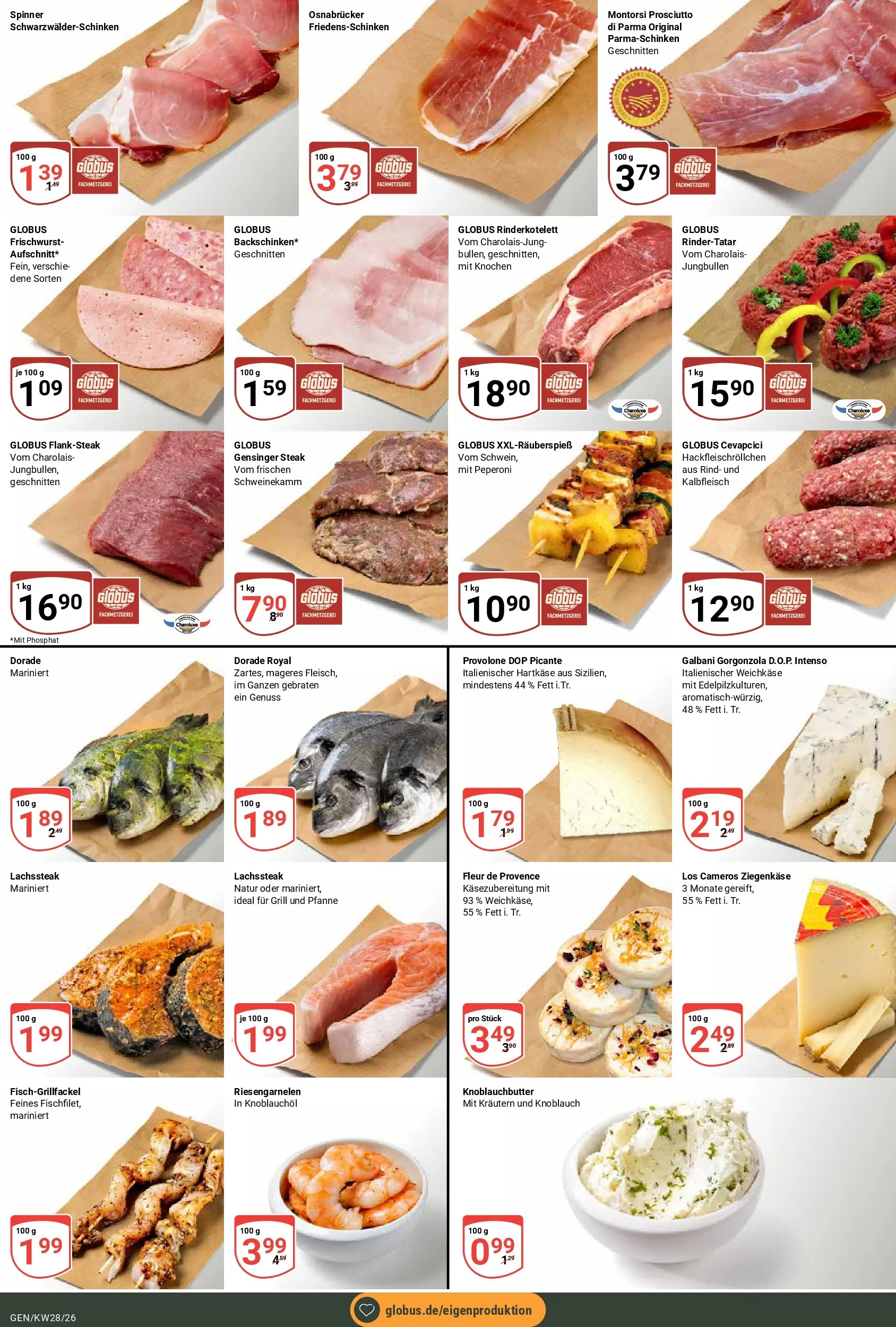 Globus Prospekt Gensingen (ab 06.07.2026) » Angebote online | Seite: 12 | Produkte: Dorade, Cevapcici, Knoblauch, Steak