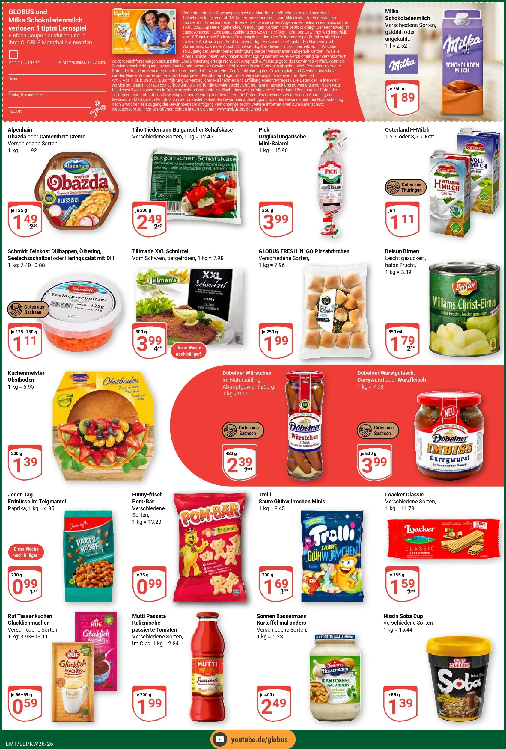 Globus Prospekt Mittelhausen (ab 06.07.2026) » Angebote online | Seite: 3 | Produkte: Milch, Schnitzel, Mantel, Dill