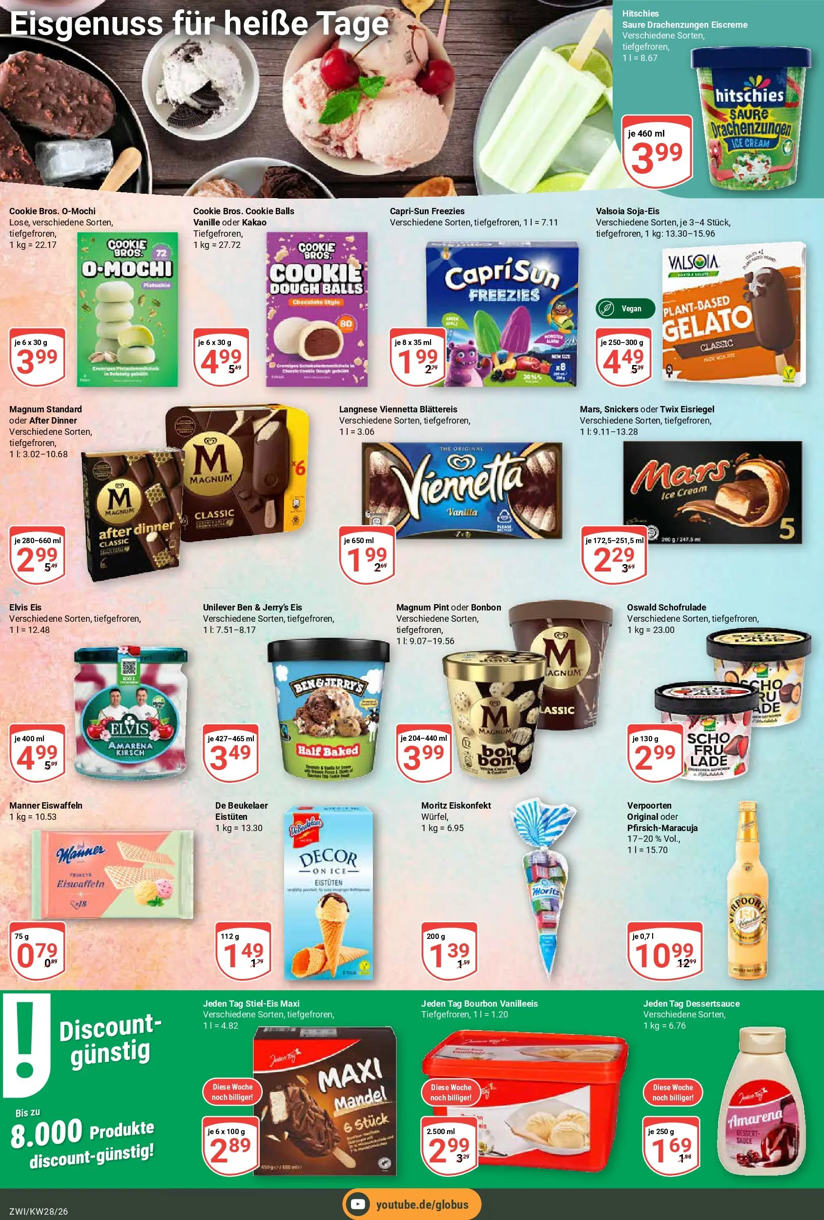 Globus Prospekt Zwickau (ab 06.07.2026) » Angebote online | Seite: 13 | Produkte: Langnese, Snickers, Bourbon, Eis