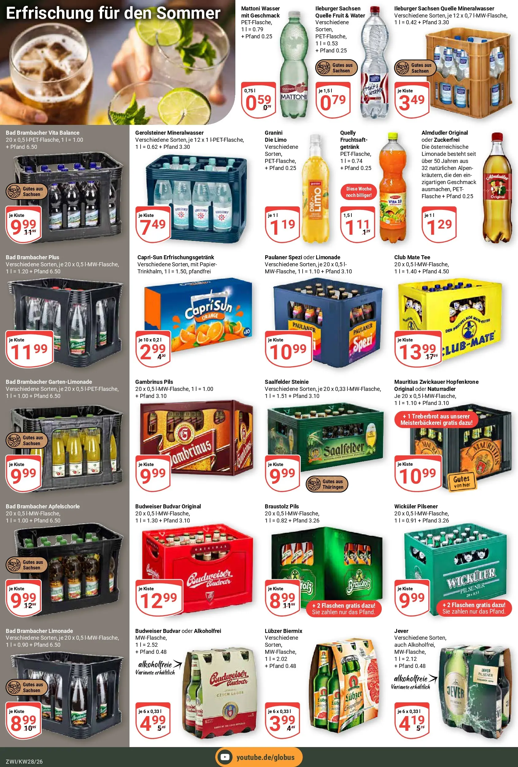 Globus Prospekt Zwickau (ab 06.07.2026) » Angebote online | Seite: 20 | Produkte: Paulaner spezi, Limonade, Granini, Gerolsteiner