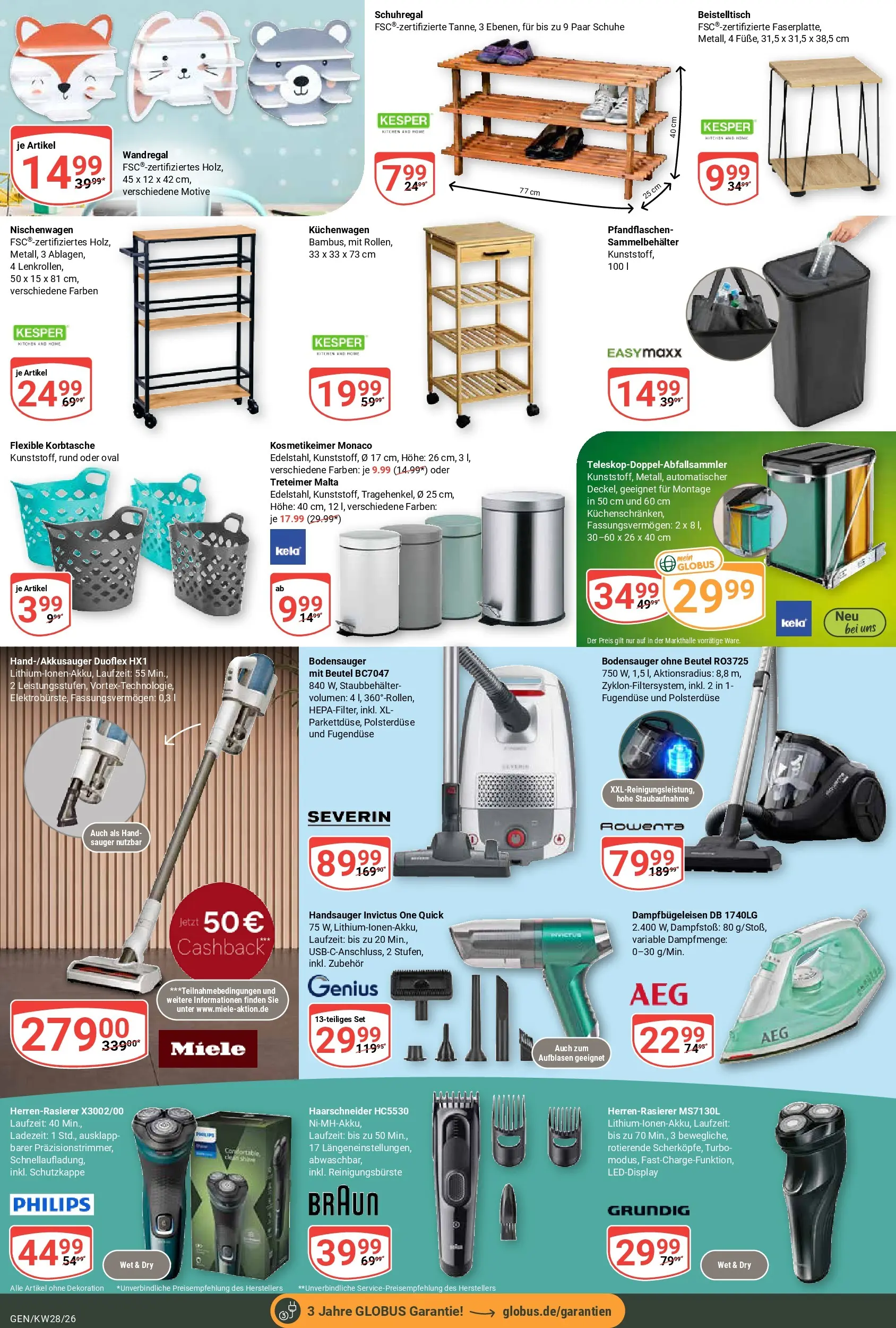Globus Prospekt Gensingen (ab 06.07.2026) » Angebote online | Seite: 29 | Produkte: Miele, Philips, Wandregal, Schuhregal