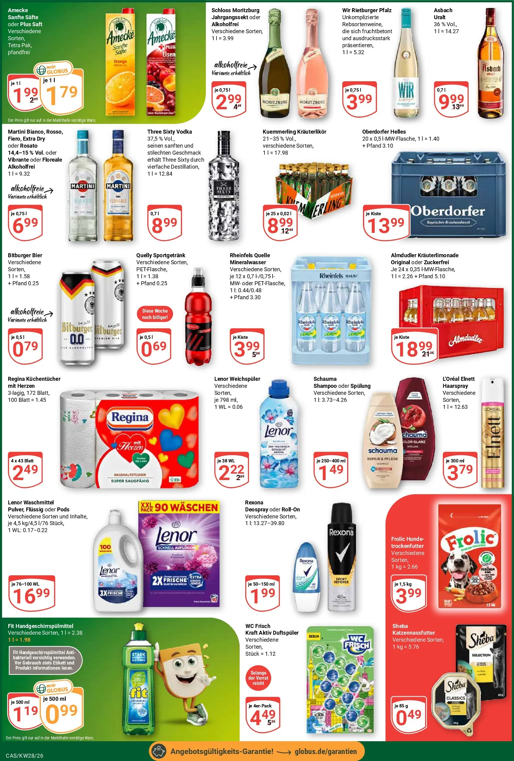 Globus Prospekt Castrop-Rauxel (ab 06.07.2026) » Angebote online | Seite: 7 | Produkte: Martini, Lenor, Sheba, Saft