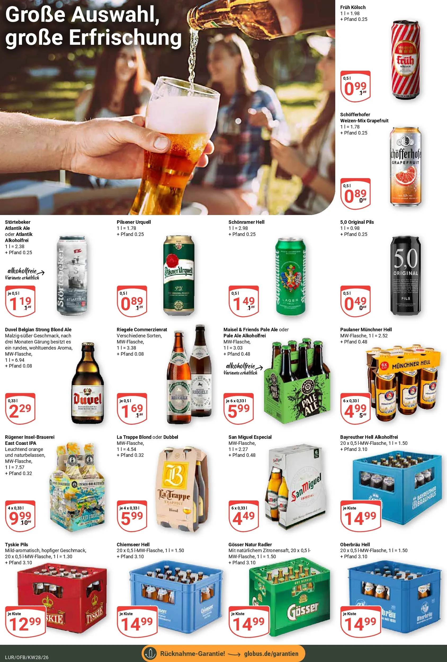 Globus Prospekt Hamburg (ab 06.07.2026) » Angebote online | Seite: 23 | Produkte: Bayreuther hell, Tyskie, Radler, Paulaner