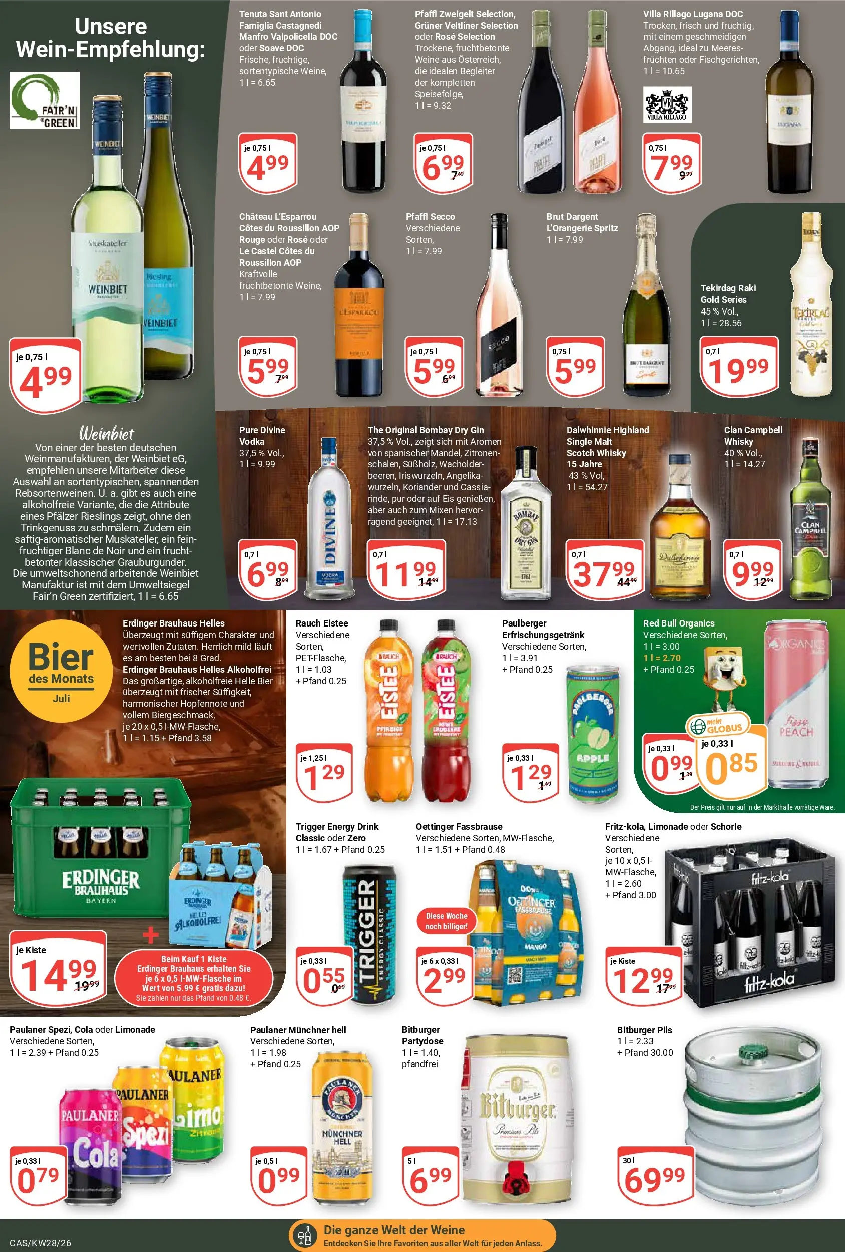 Globus Prospekt Castrop-Rauxel (ab 06.07.2026) » Angebote online | Seite: 23 | Produkte: Erdinger, Cola, Energy, Oettinger
