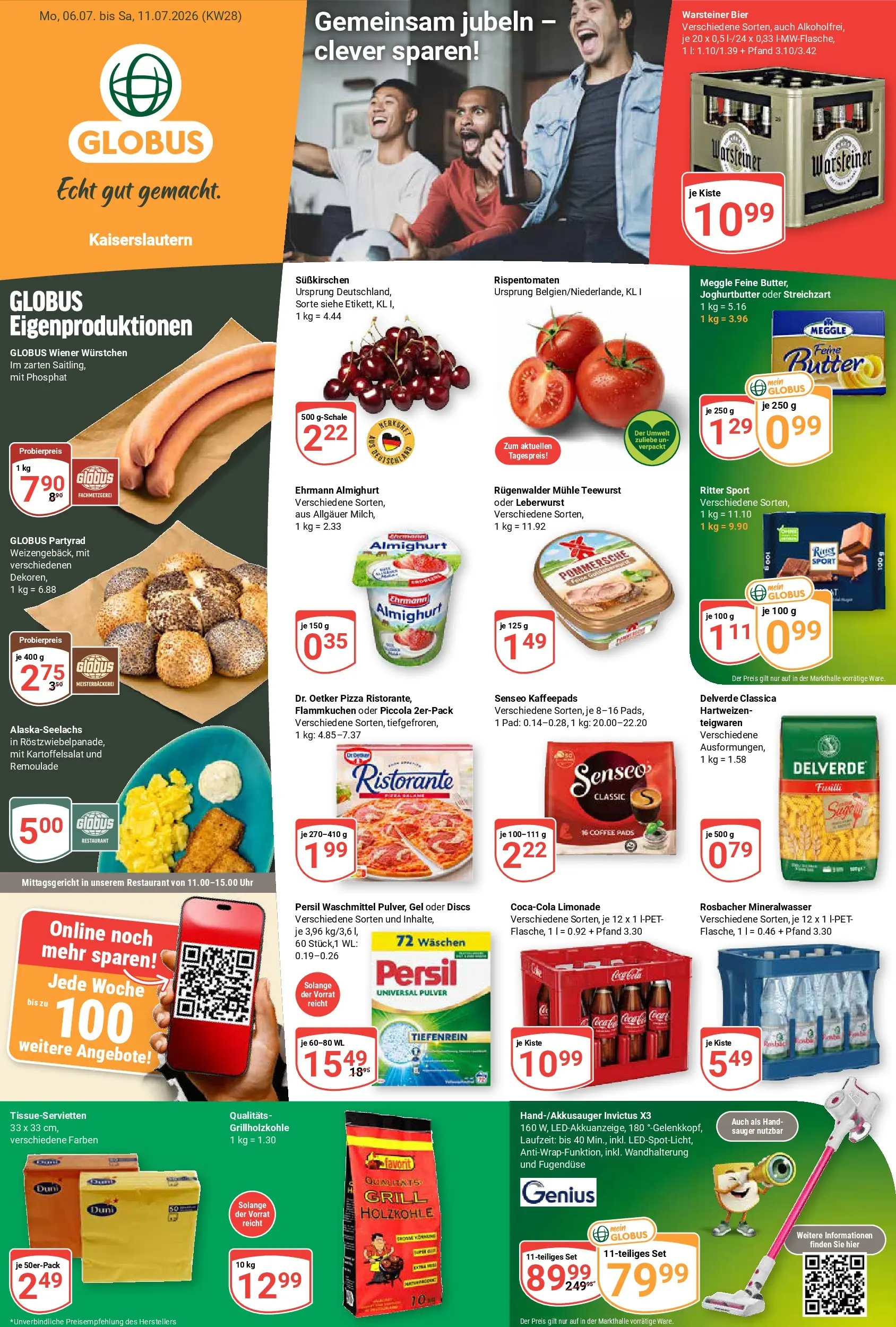 Globus Prospekt Kaiserslautern (ab 06.07.2026) » Angebote online | Seite: 1 | Produkte: Kaffeepads, Ehrmann almighurt, Limonade, Waschmittel