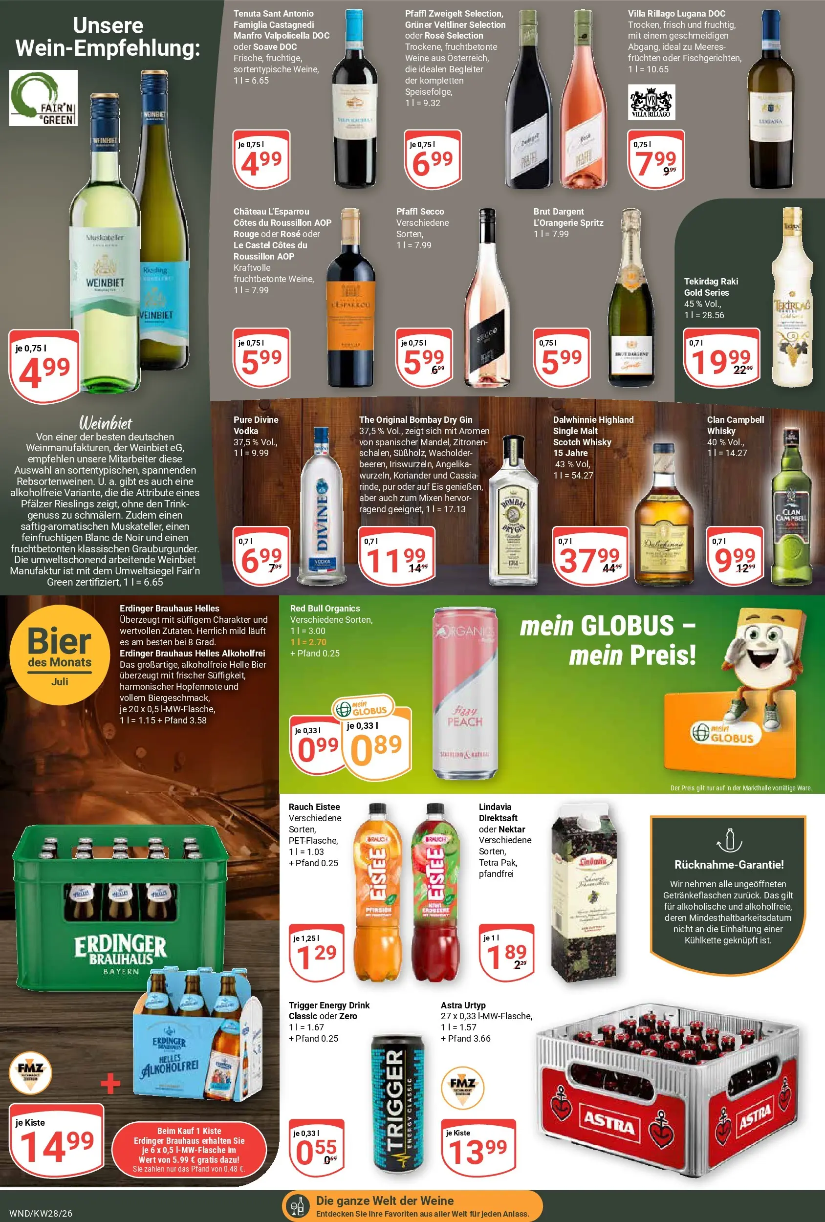 Globus Prospekt St. Wendel (ab 06.07.2026) » Angebote online | Seite: 18 | Produkte: Energy, Brut dargent, Vodka, Eis