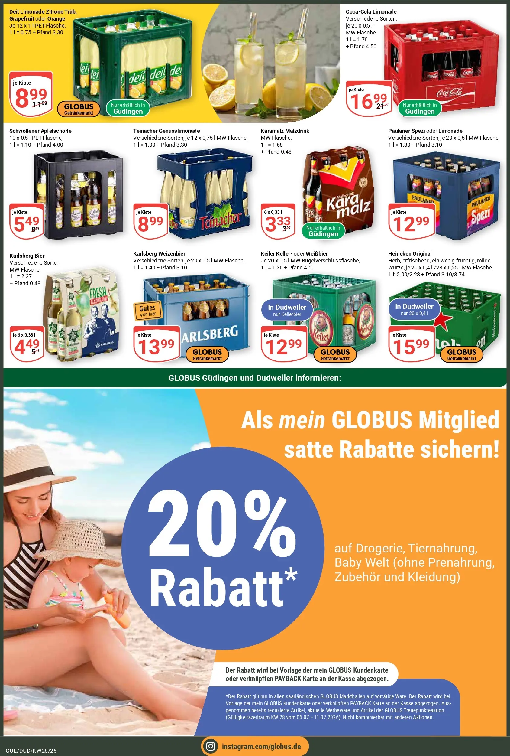 Globus Prospekt Saarbrücken-Dudweiler (ab 06.07.2026) » Angebote online | Seite: 2 | Produkte: Bier, Limonade, Grapefruit, Zitrone