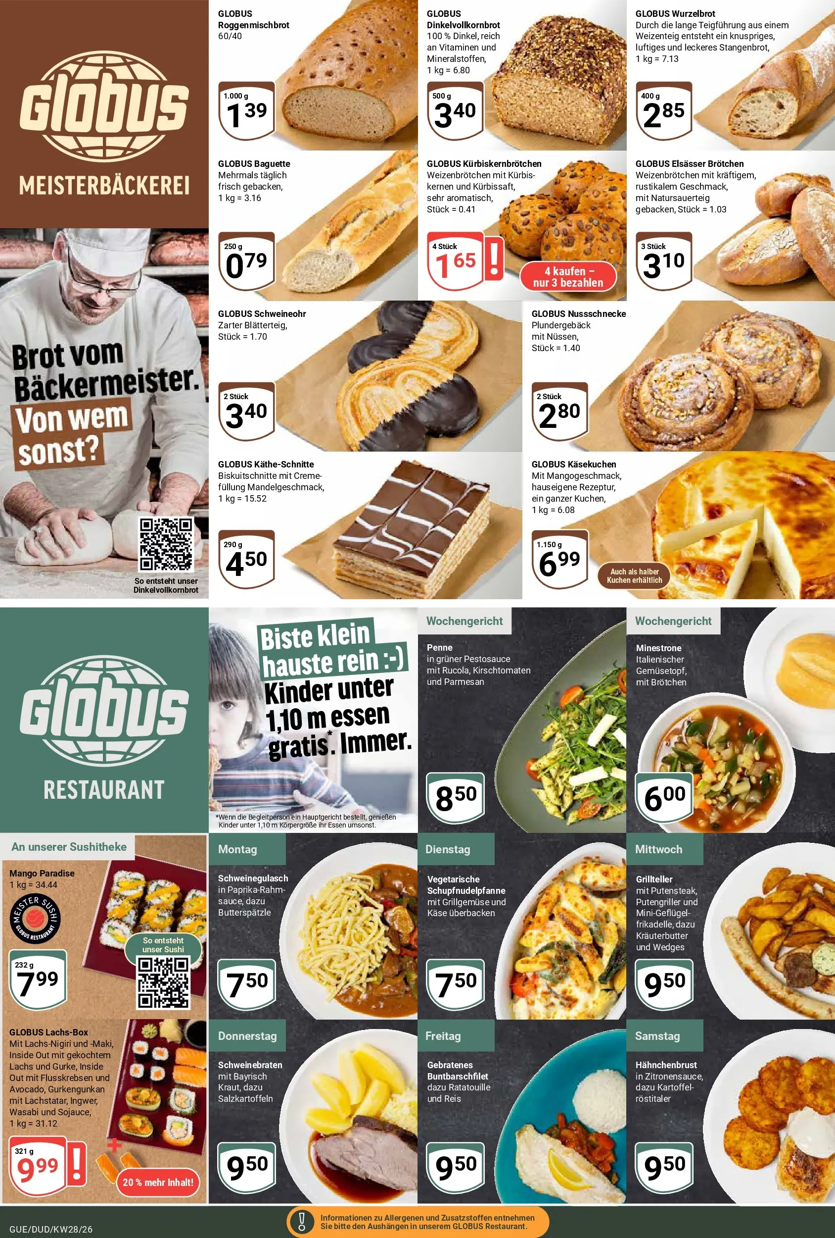 Globus Prospekt Saarbrücken-Dudweiler (ab 06.07.2026) » Angebote online | Seite: 11 | Produkte: Schweinegulasch, Lachs, Brot, Kuchen