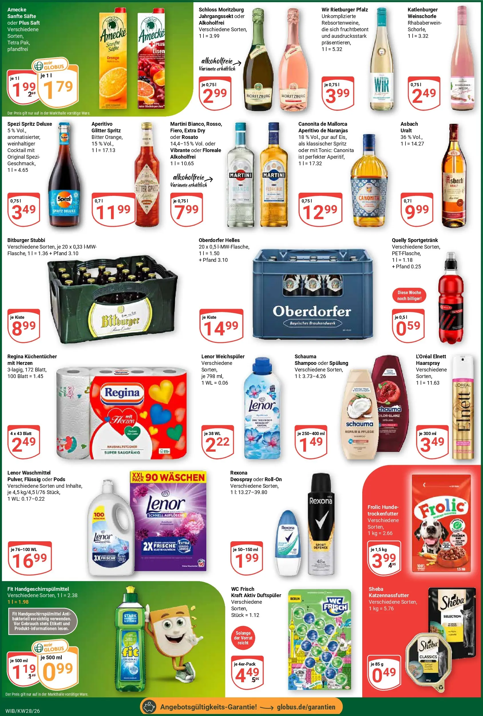 Globus Prospekt Wiesbaden-Nordenstadt (ab 06.07.2026) » Angebote online | Seite: 9 | Produkte: Bitburger, Weinschorle, Weichspüler, Wc frisch