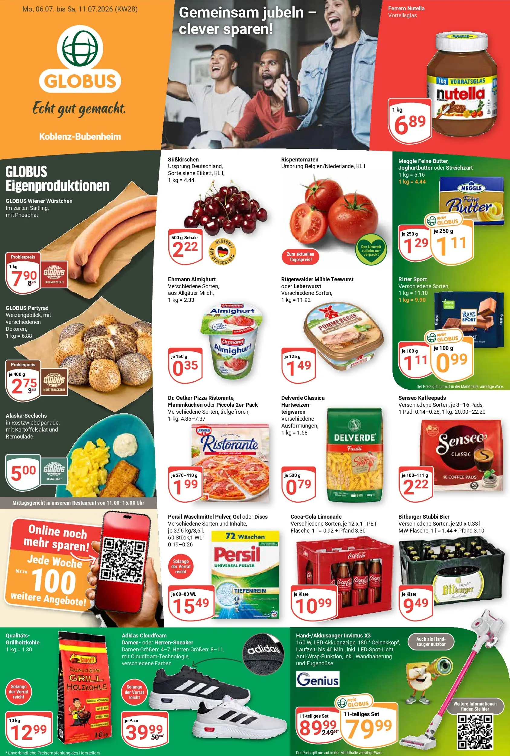 Globus Prospekt Koblenz-Bubenheim (ab 06.07.2026) » Angebote online | Seite: 1 | Produkte: Ehrmann almighurt, Ritter sport, Limonade, Uhr