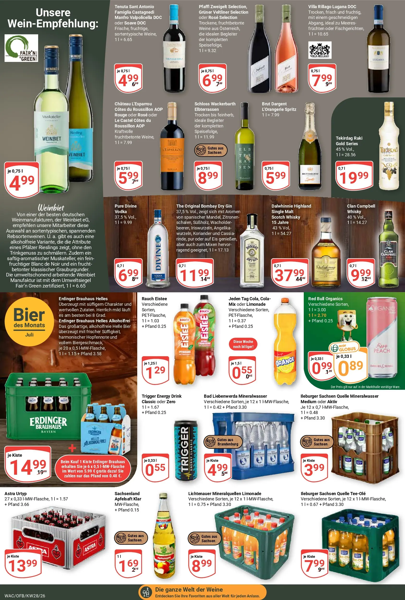 Globus Prospekt Markkleeberg (ab 06.07.2026) » Angebote online | Seite: 19 | Produkte: Whisky, Mineralwasser, Gin, Eis