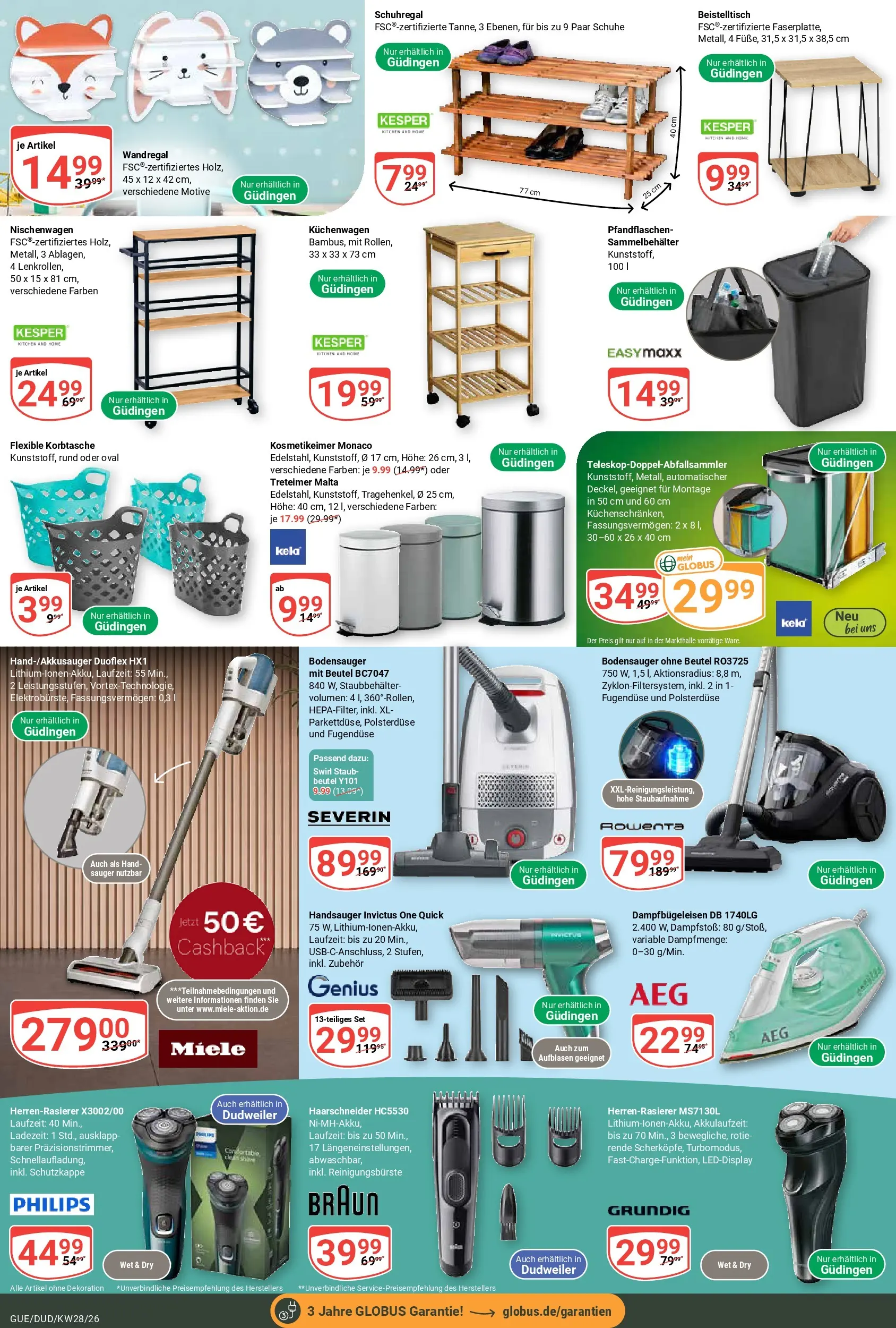 Globus Prospekt Saarbrücken-Dudweiler (ab 06.07.2026) » Angebote online | Seite: 25 | Produkte: Miele, Beistelltisch, Wandregal, Schuhregal