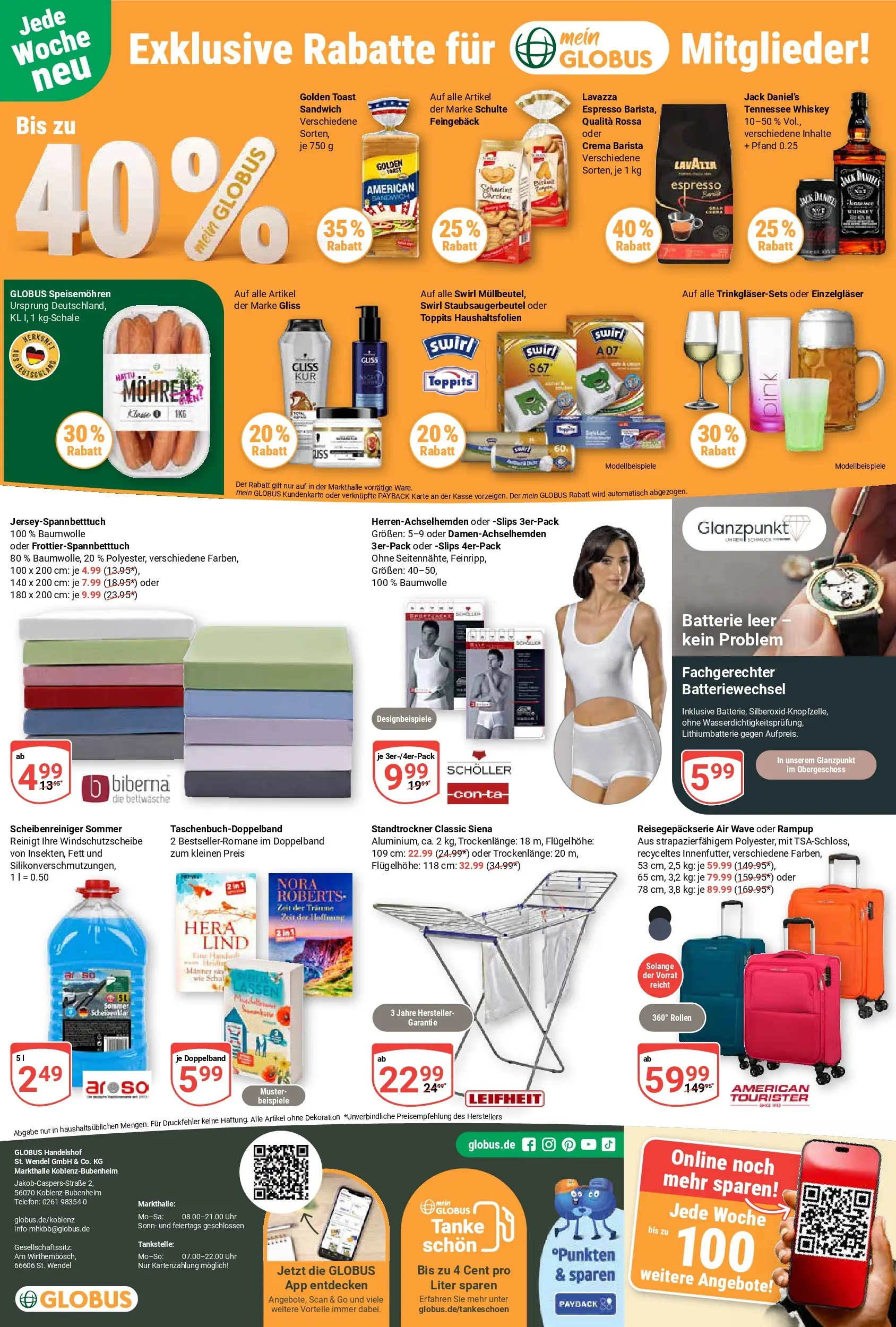 Globus Prospekt Koblenz-Bubenheim (ab 06.07.2026) » Angebote online | Seite: 26 | Produkte: Bettwäsche, Batterie, Whiskey, Telefon