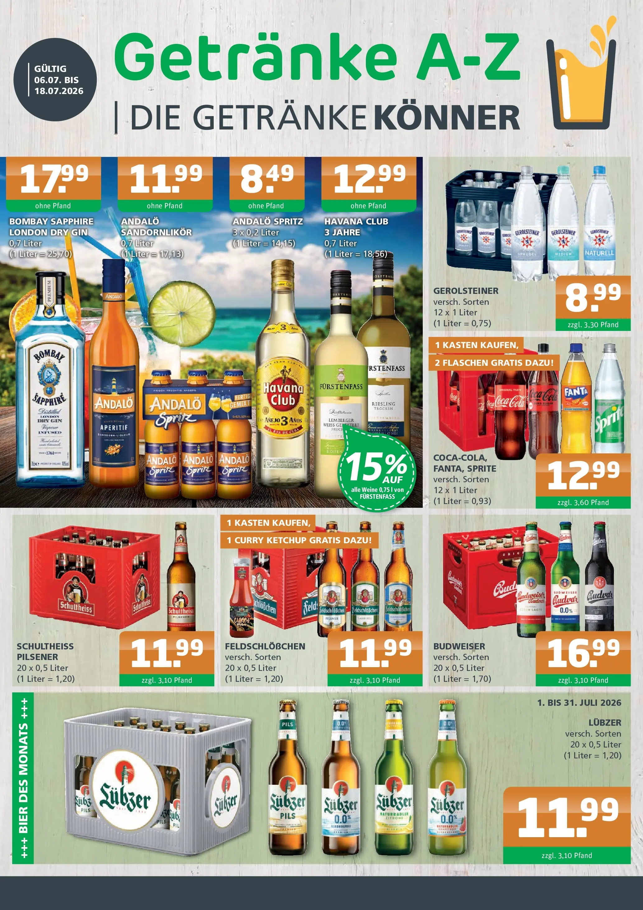 Angebote - Getränke A-Z: Getränkeangebote (ab 05.07.2026) zum Blättern | Seite: 1 | Produkte: Havana club, Fanta, Sprite, Budweiser