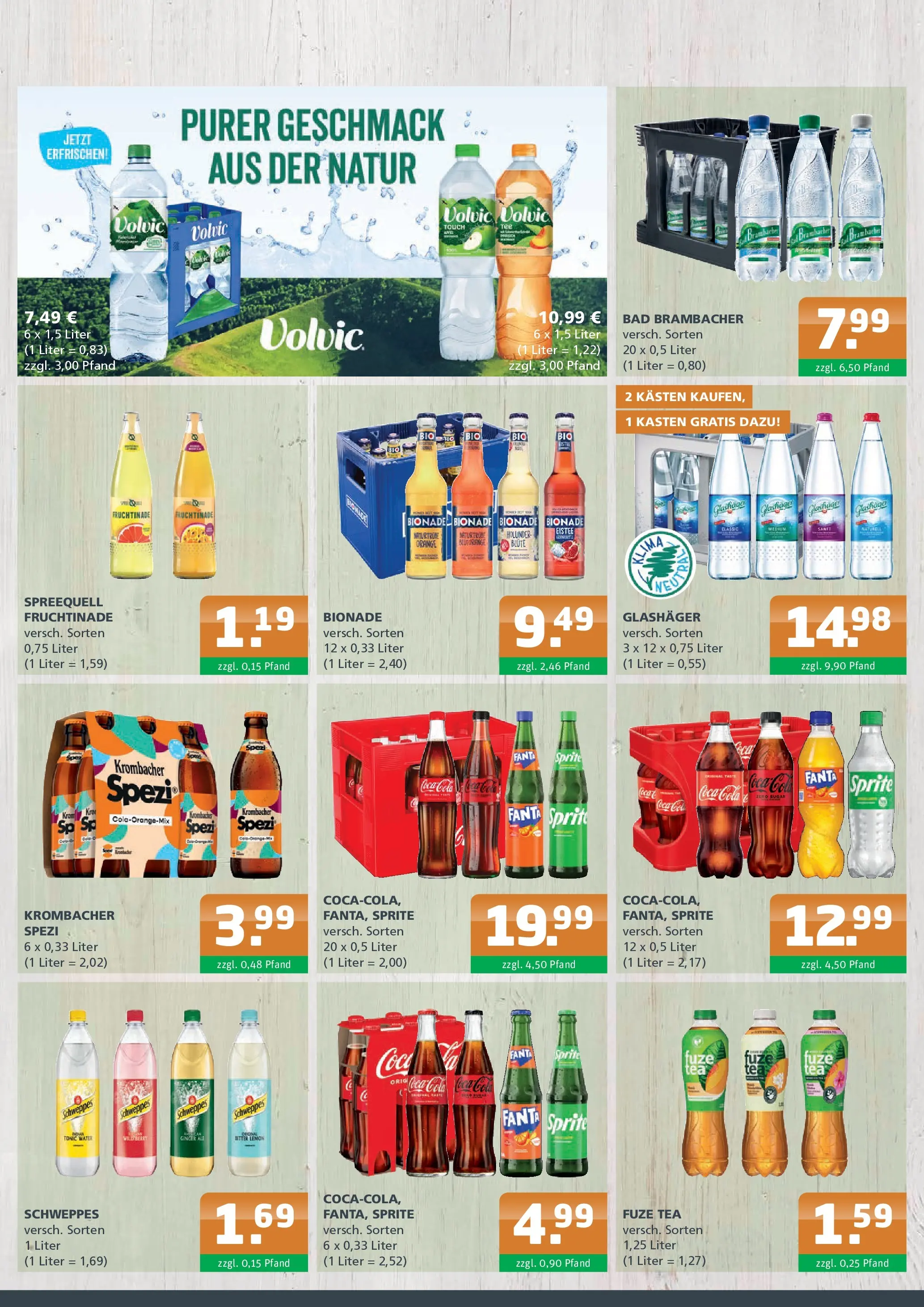 Angebote - Getränke A-Z: Getränkeangebote (ab 05.07.2026) zum Blättern | Seite: 3 | Produkte: Fuze tea, Coca cola, Cola, Volvic