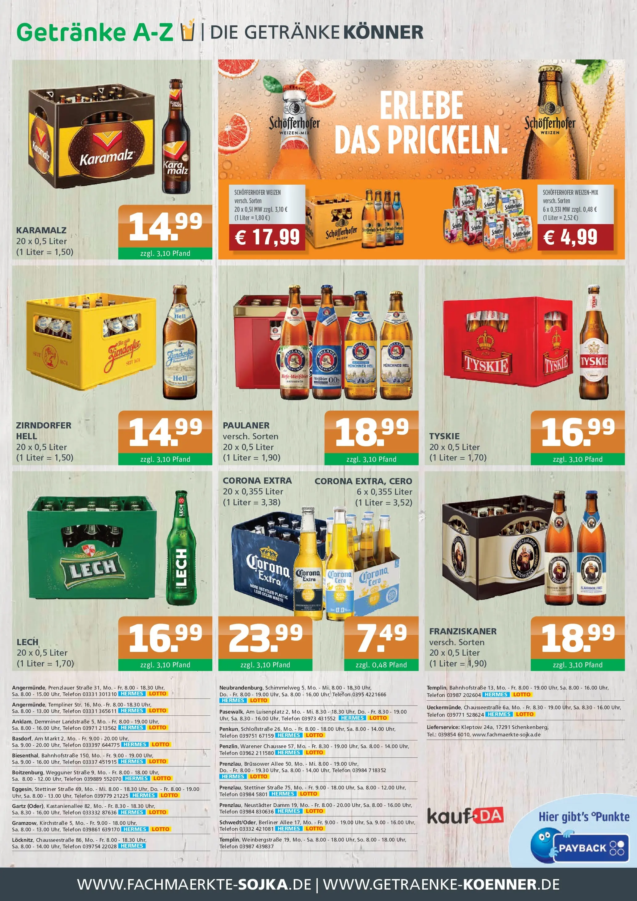 Angebote - Getränke A-Z: Getränkeangebote (ab 05.07.2026) zum Blättern | Seite: 4 | Produkte: Franziskaner, Tyskie, Telefon, Paulaner