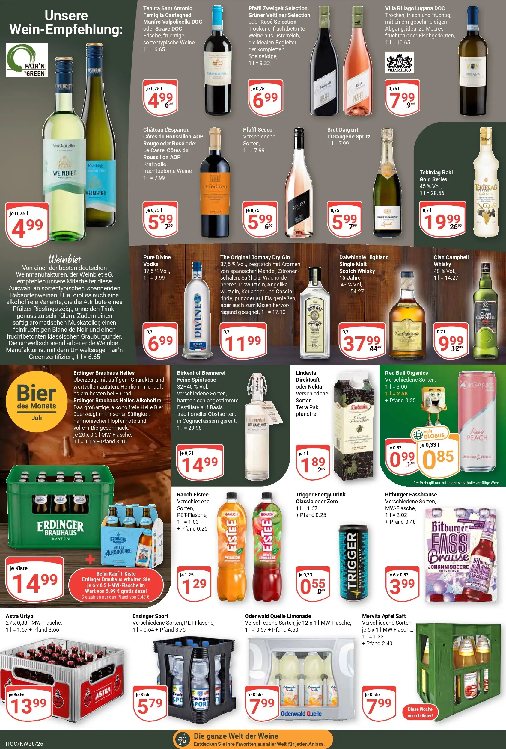 Globus Prospekt Hockenheim (ab 06.07.2026) » Angebote online | Seite: 18 | Produkte: Bitburger, Erdinger, Bier, Äpfel