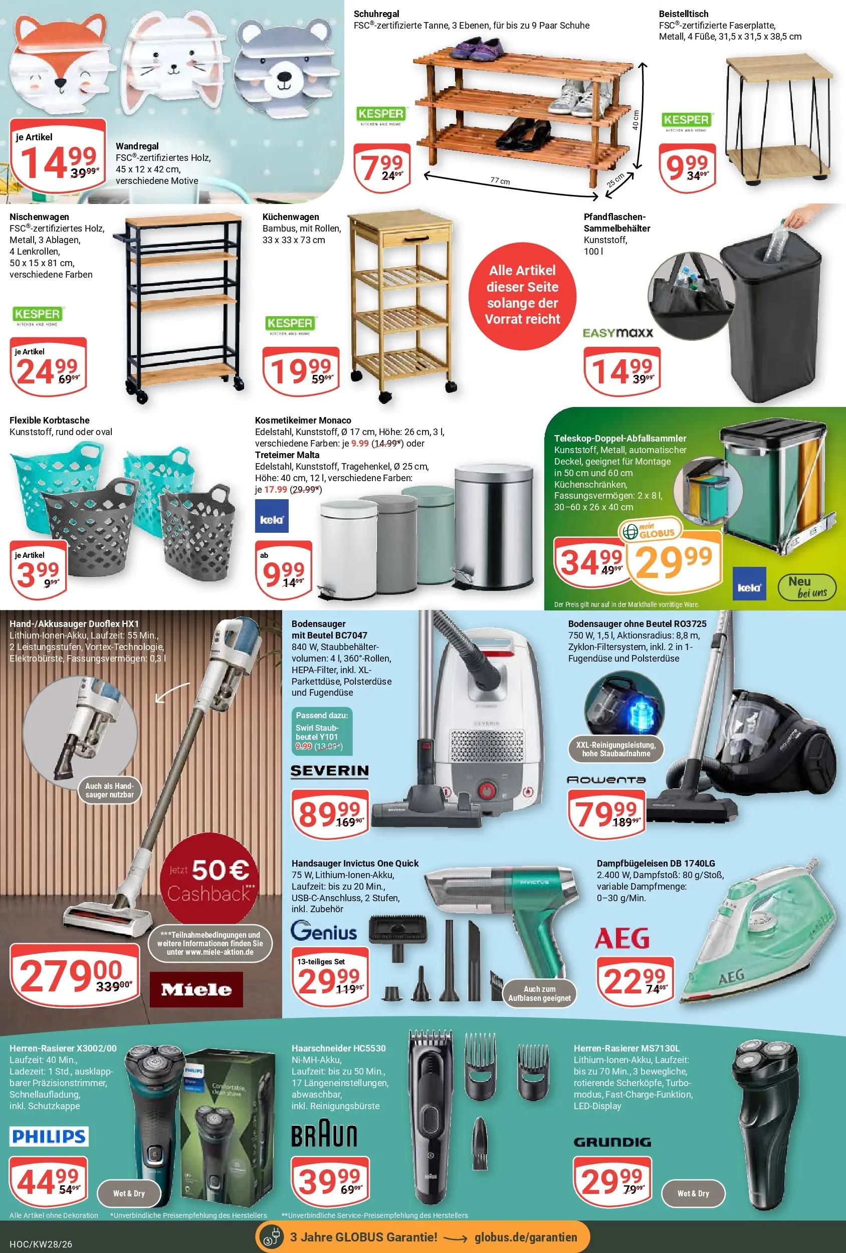 Globus Prospekt Hockenheim (ab 06.07.2026) » Angebote online | Seite: 22 | Produkte: Miele, Philips, Beistelltisch, Wandregal