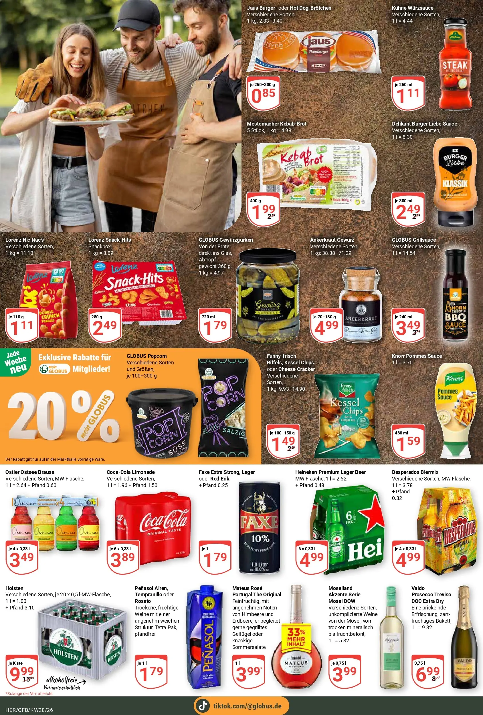 Globus Prospekt Hermsdorf (ab 06.07.2026) » Angebote online | Seite: 7 | Produkte: Burger, Limonade, Holsten, Brot