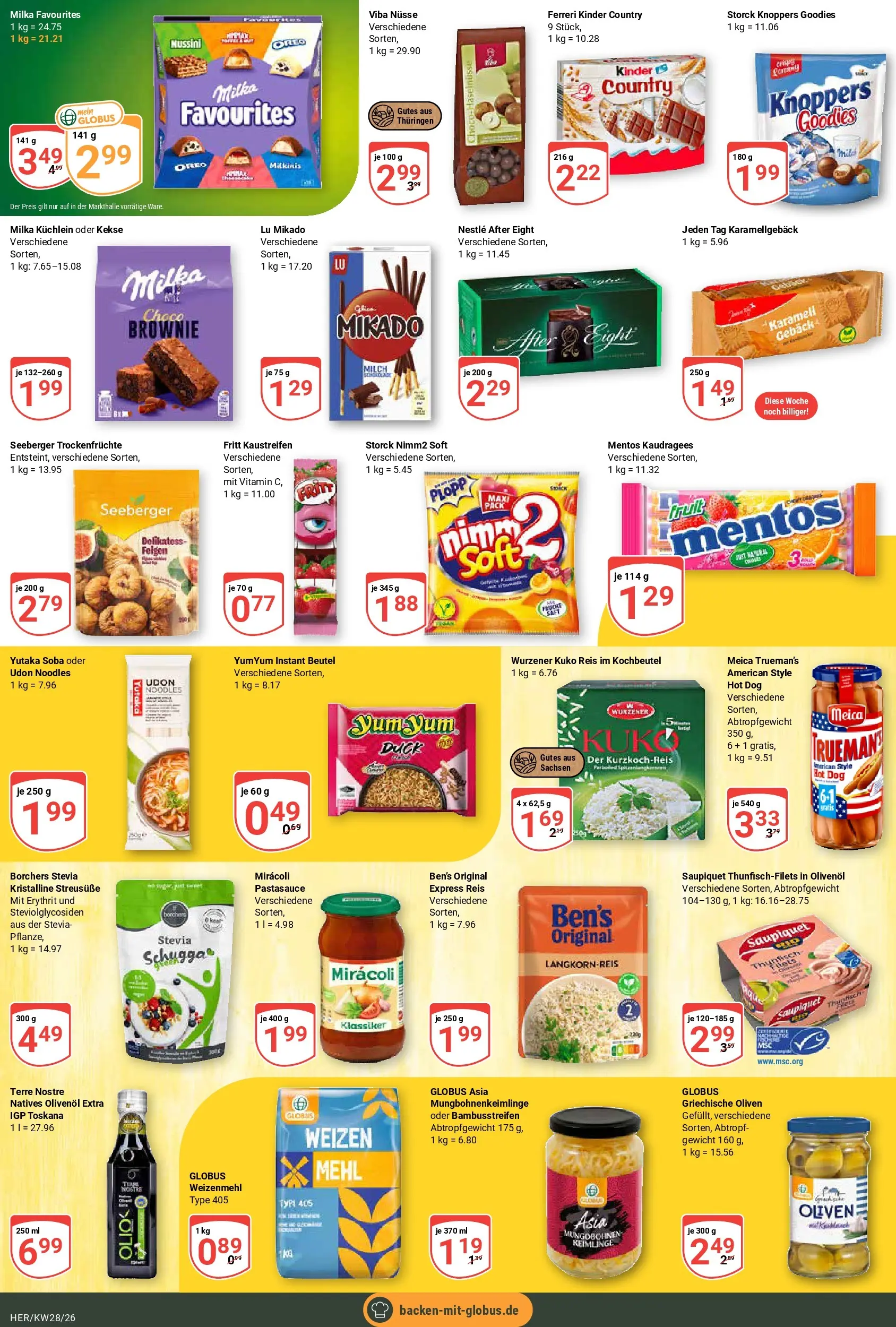 Globus Prospekt Hermsdorf (ab 06.07.2026) » Angebote online | Seite: 16 | Produkte: Olivenol, Meica, Knoppers, Nüsse