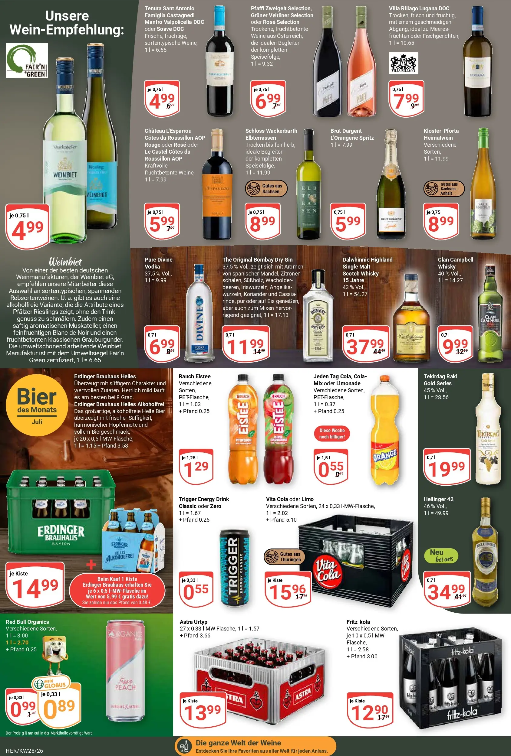Globus Prospekt Hermsdorf (ab 06.07.2026) » Angebote online | Seite: 19 | Produkte: Bier, Gin, Eis, Zitronen