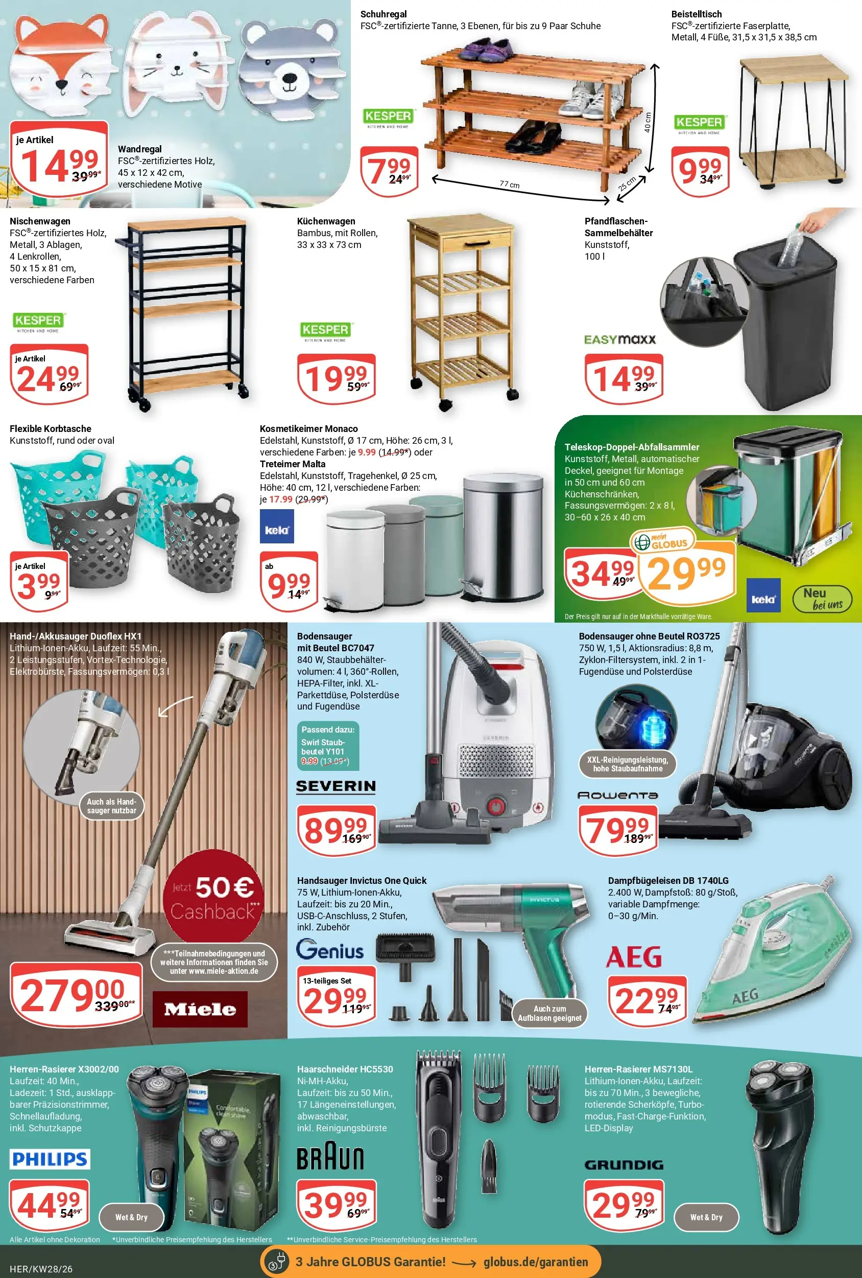 Globus Prospekt Hermsdorf (ab 06.07.2026) » Angebote online | Seite: 24 | Produkte: Miele, Philips, Beistelltisch, Schuhregal