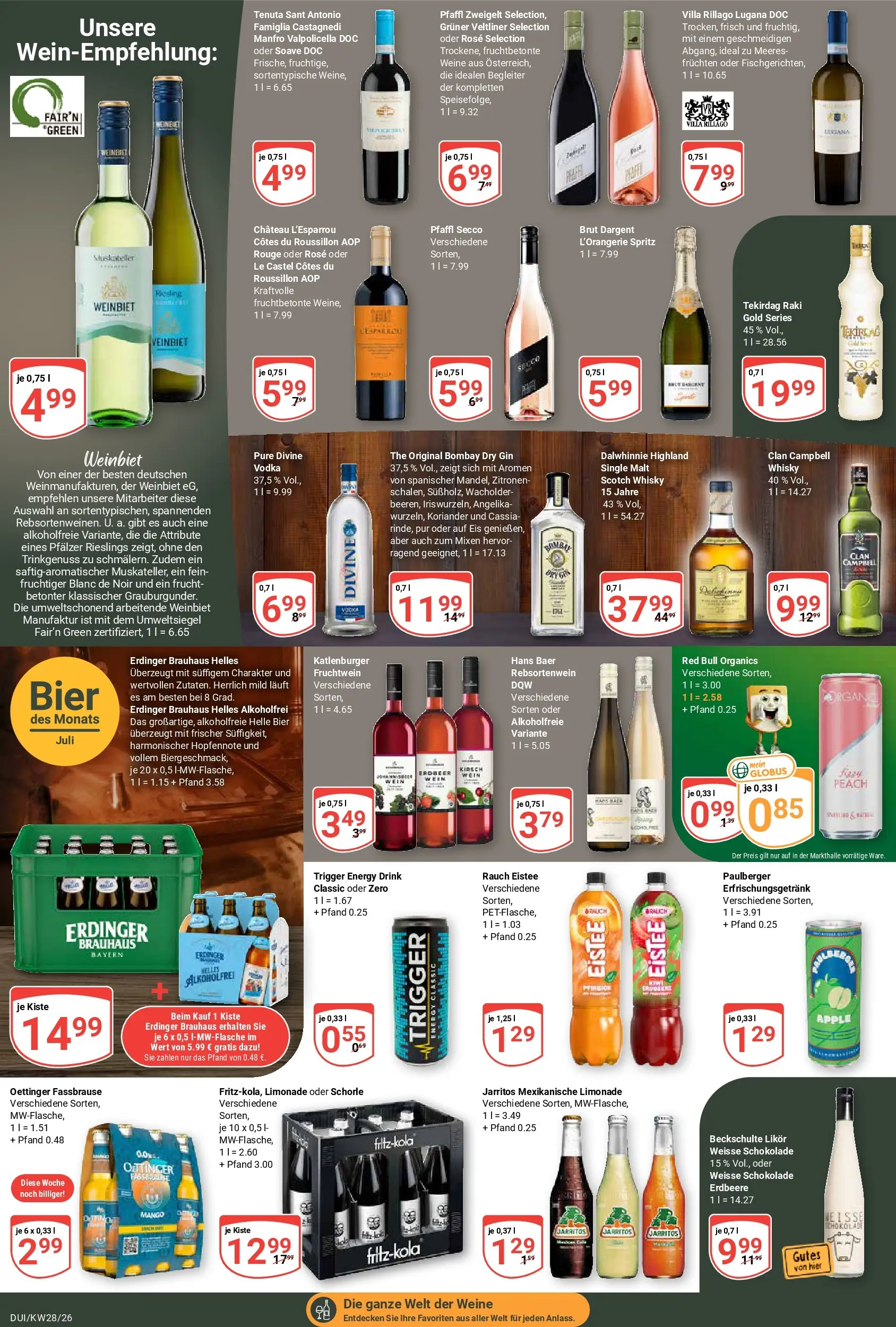 Globus Prospekt Duisburg (ab 06.07.2026) » Angebote online | Seite: 21 | Produkte: Erdinger, Bier, Pfirsich, Vodka
