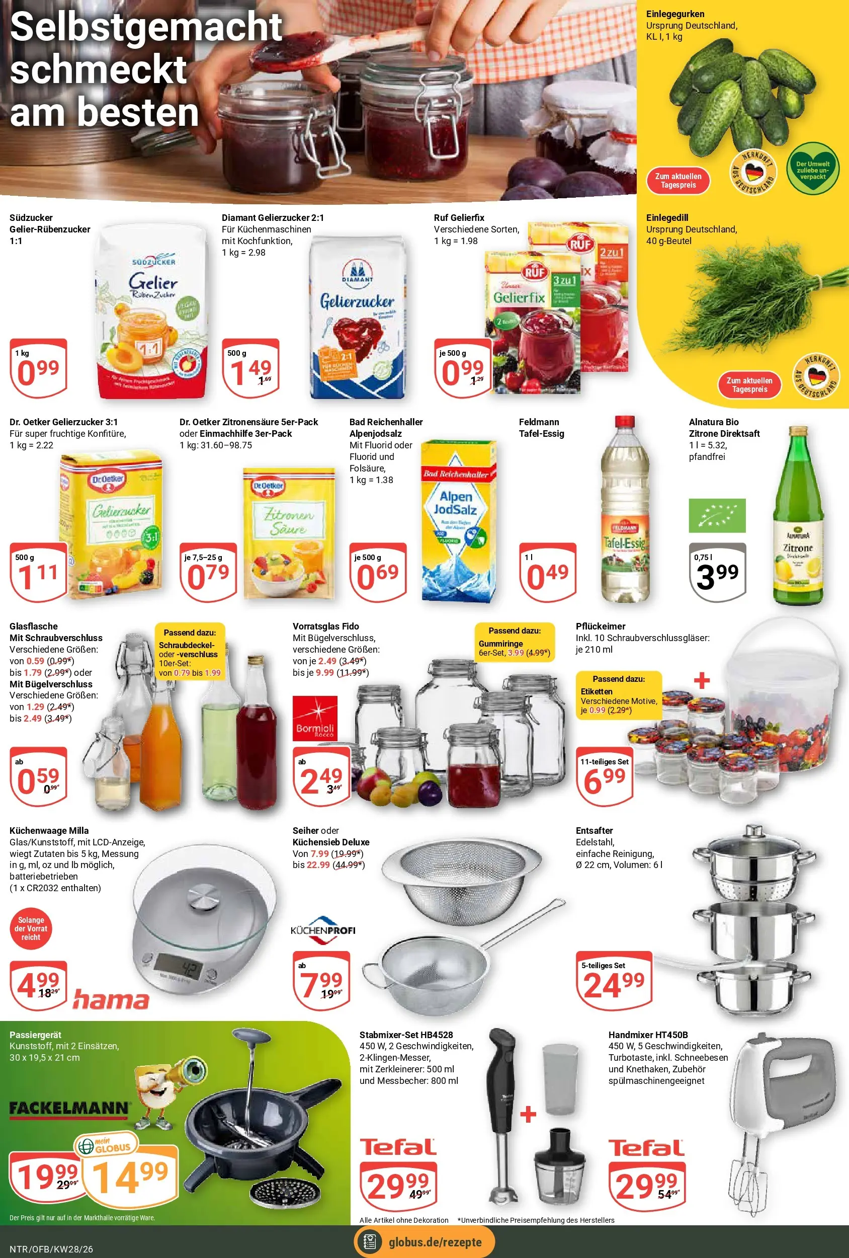 Globus Prospekt Neutraubling (ab 06.07.2026) » Angebote online | Seite: 16 | Produkte: Gelierzucker, Entsafter, Handmixer, Zitrone