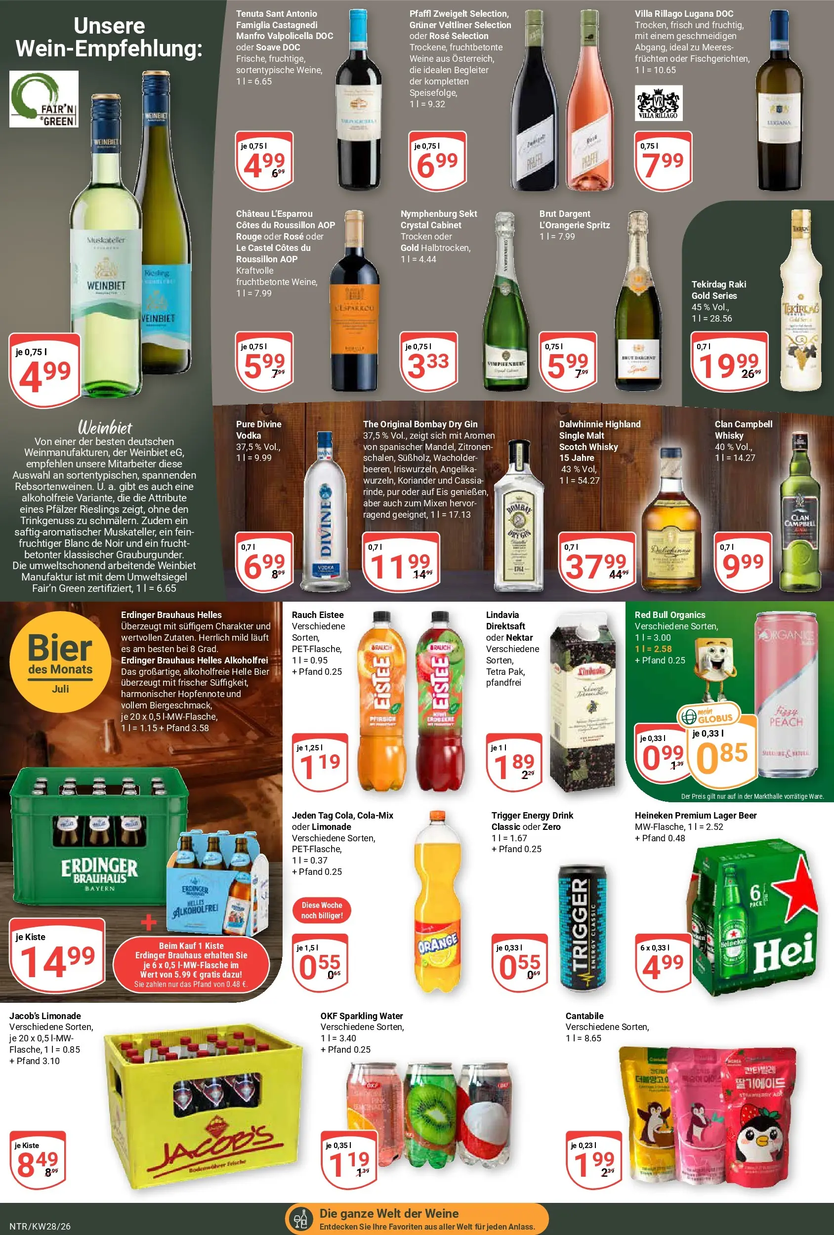Globus Prospekt Neutraubling (ab 06.07.2026) » Angebote online | Seite: 17 | Produkte: Erdinger, Limonade, Brut dargent, Vodka
