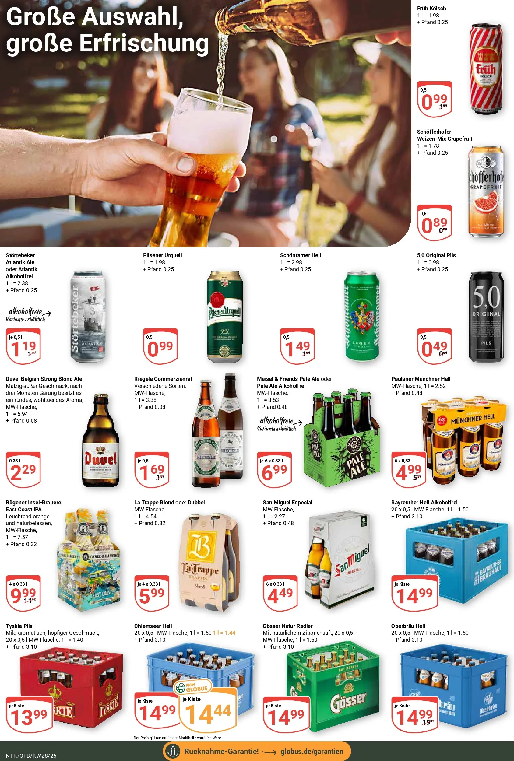 Globus Prospekt Neutraubling (ab 06.07.2026) » Angebote online | Seite: 18 | Produkte: Bayreuther hell, Tyskie, Grapefruit, Radler