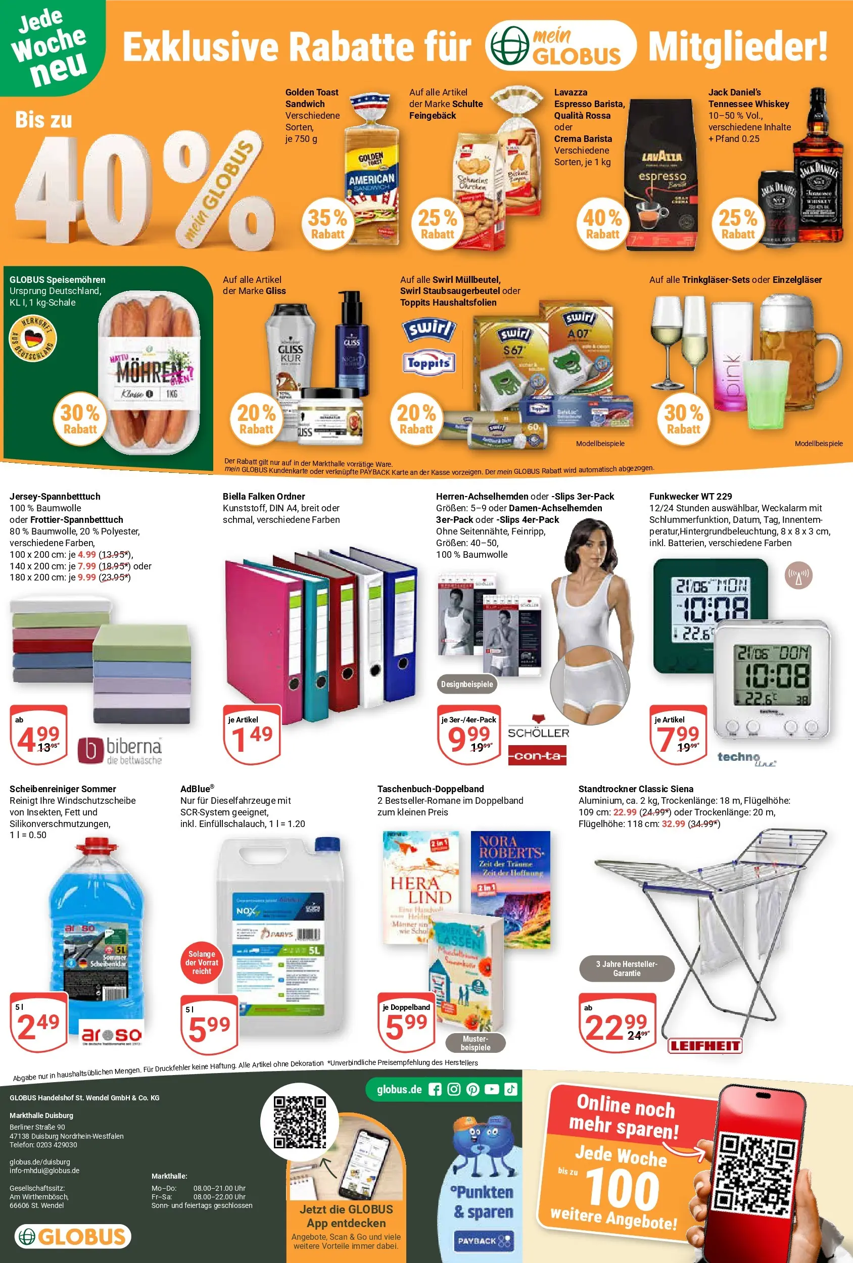 Globus Prospekt Duisburg (ab 06.07.2026) » Angebote online | Seite: 28 | Produkte: Toast, Bettwäsche, Jack Daniel's, Mohren