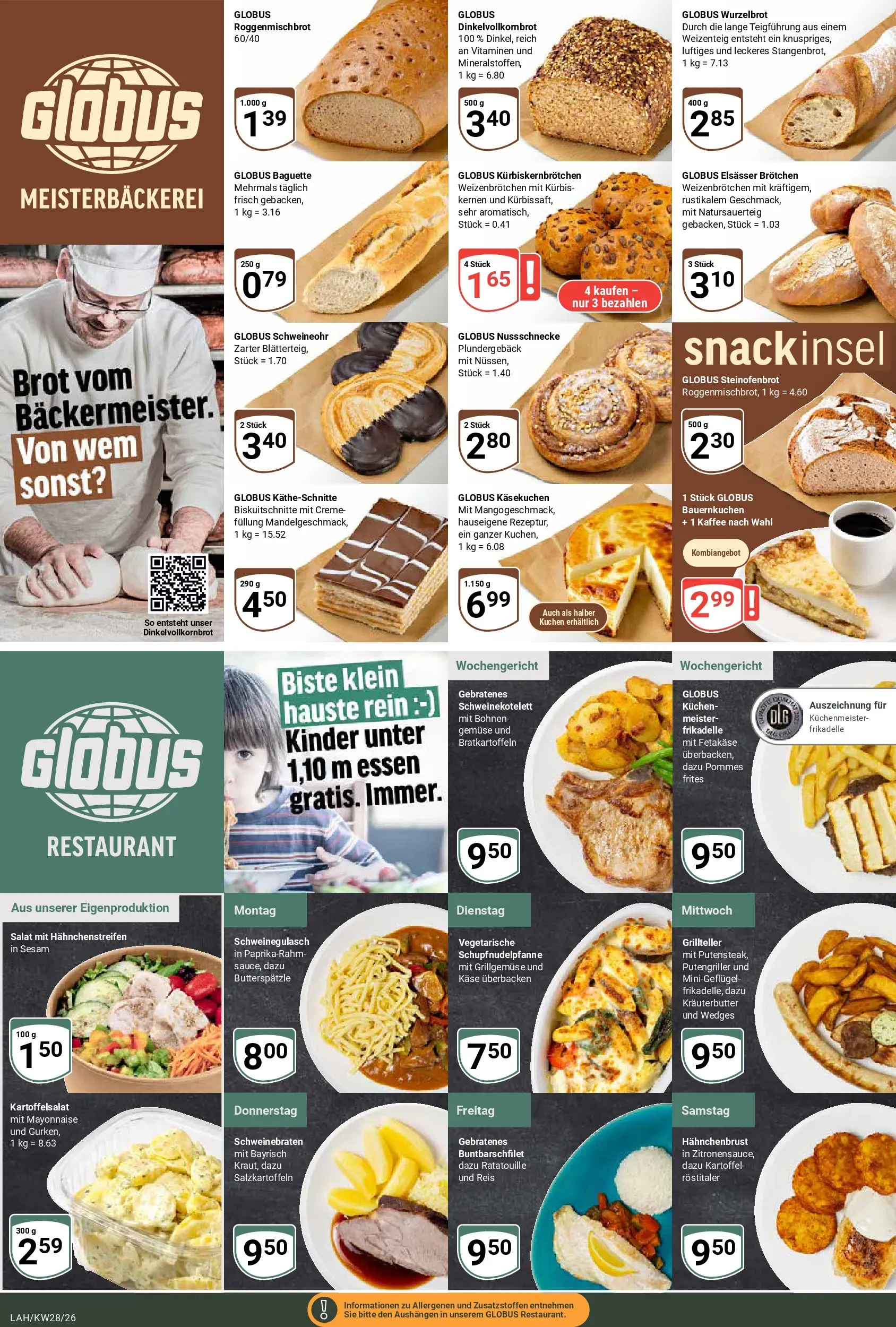 Globus Prospekt Lahnstein (ab 06.07.2026) » Angebote online | Seite: 9 | Produkte: Schweinegulasch, Baguette, Creme, Hahnchenbrust