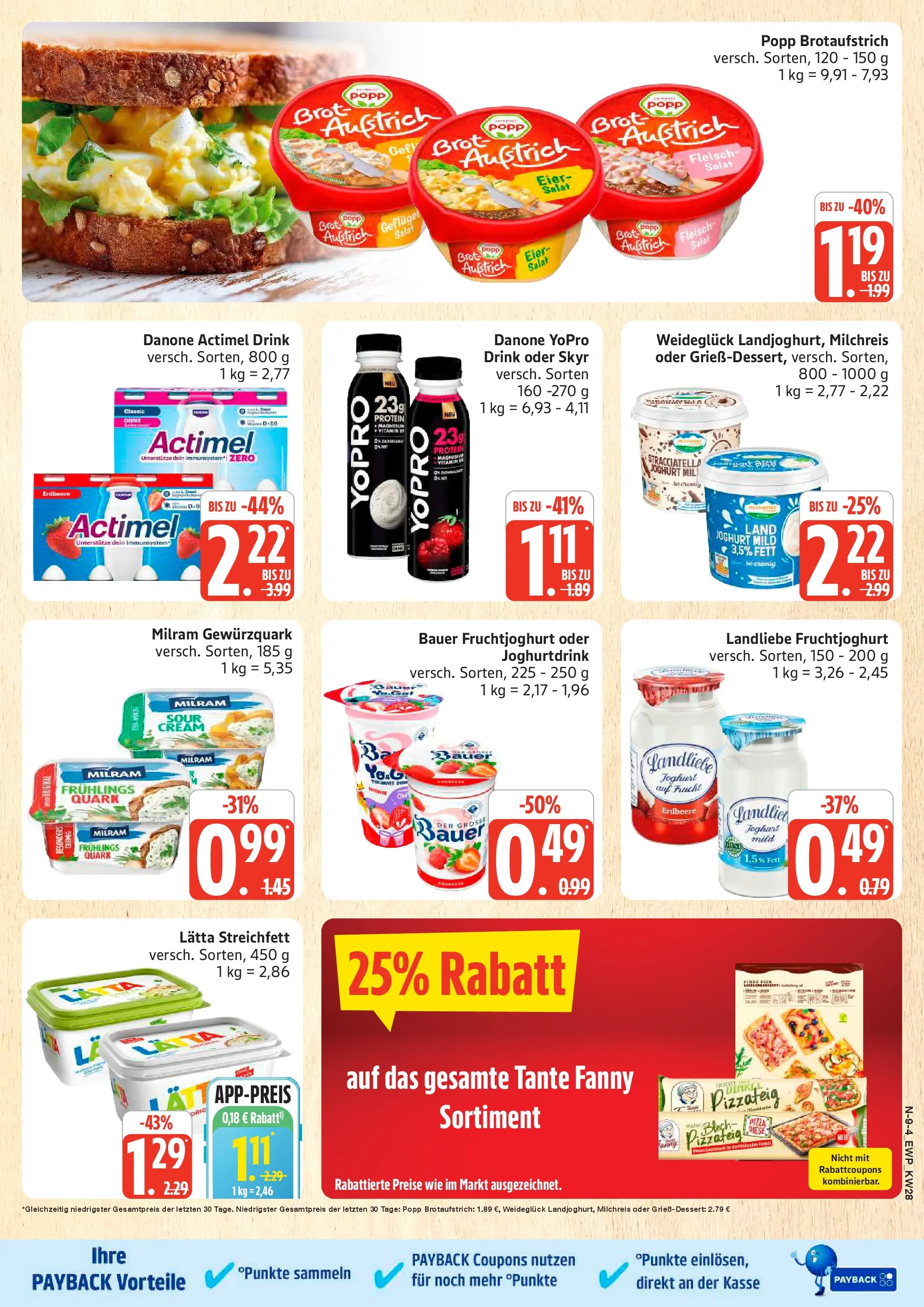 Edeka prospekt Rostock (ab 06.07.2026) » Angebote Online | Seite: 9 | Produkte: Actimel, Quark, Fruchtjoghurt, Salat
