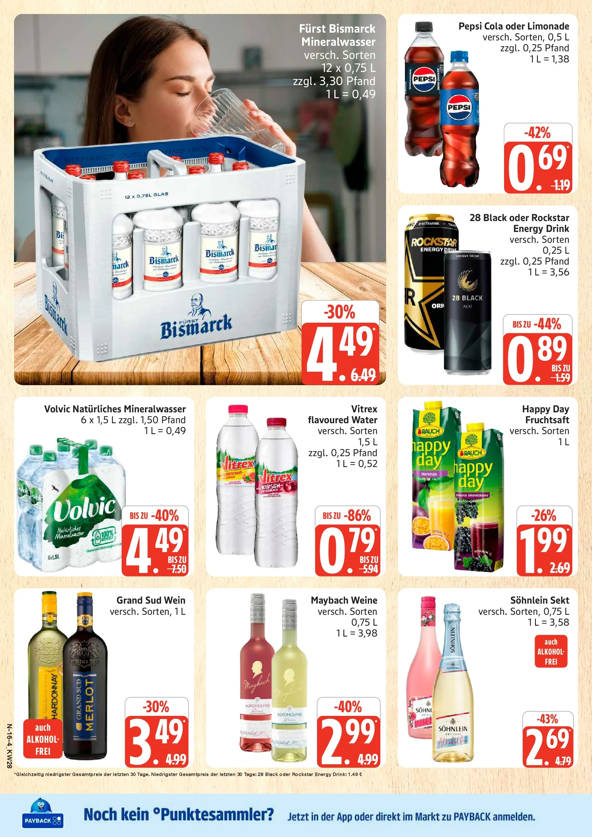 Edeka prospekt Rostock (ab 06.07.2026) » Angebote Online | Seite: 16 | Produkte: Rockstar energy, Sekt, Volvic, Fruchtsaft