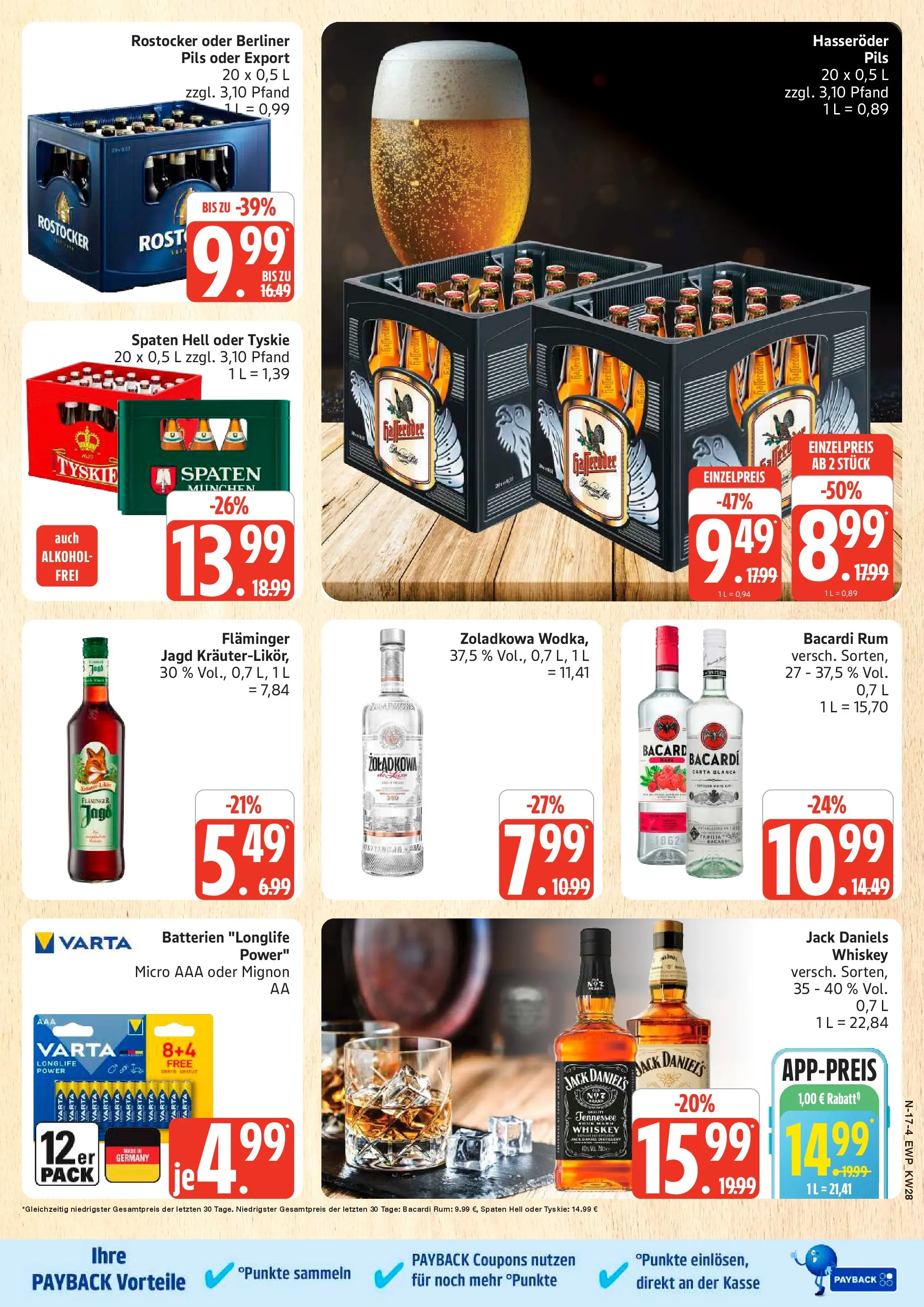 Edeka prospekt Rostock (ab 06.07.2026) » Angebote Online | Seite: 17 | Produkte: Berliner, Tyskie, Pils, Whiskey