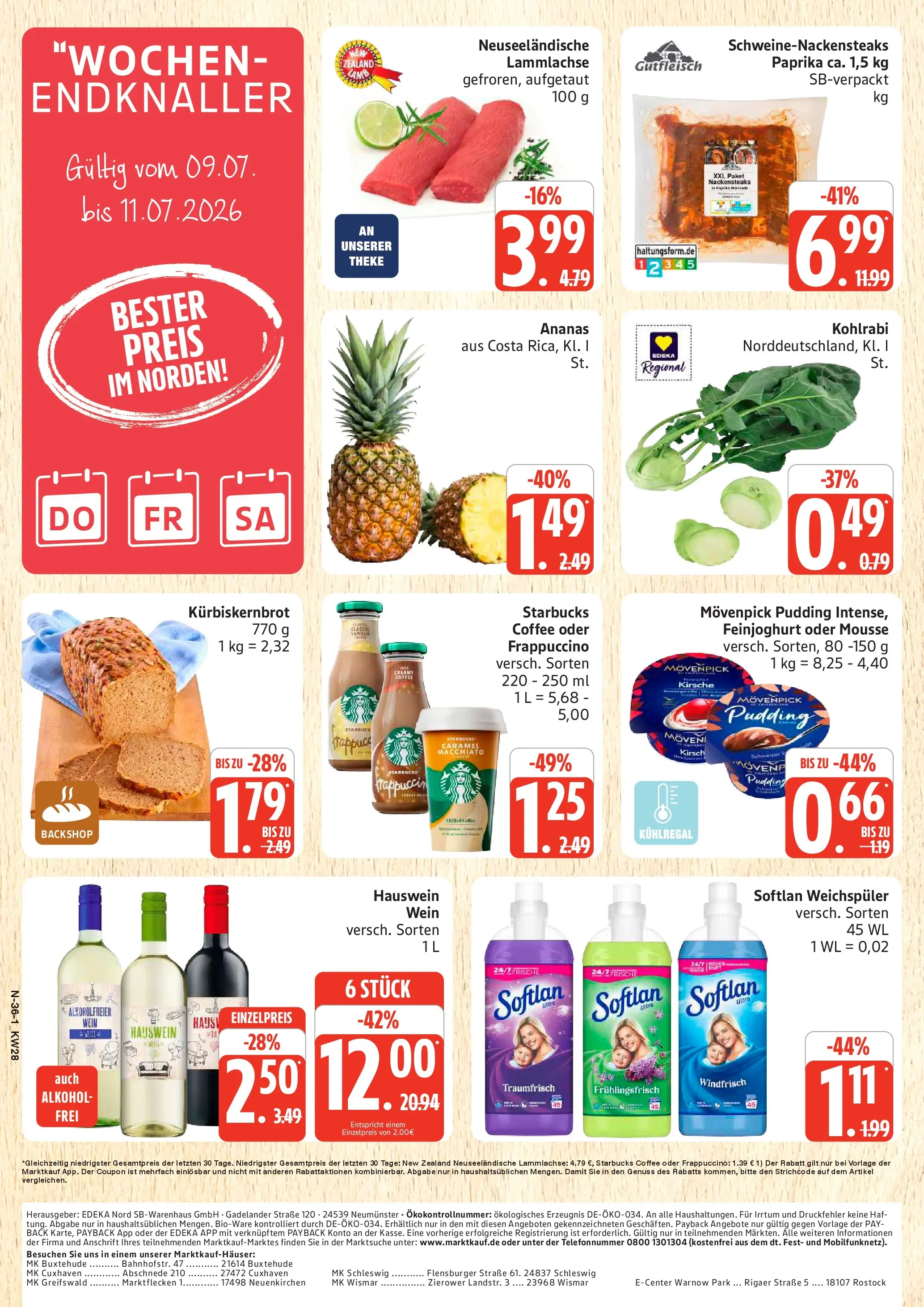 Marktkauf Prospekt Buxtehude (ab 06.07.2026) » Angebote online | Seite: 36 | Produkte: Starbucks, Kohlrabi, Pudding, Weichspüler