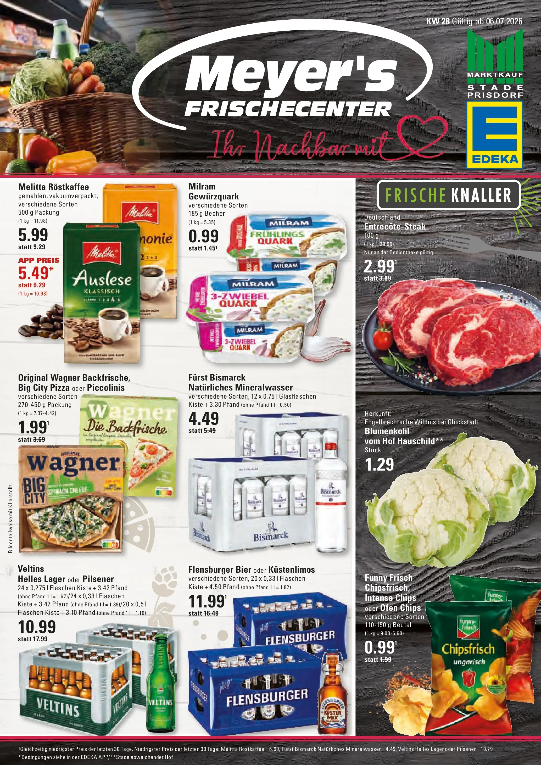 Edeka prospekt Prisdorf (ab 06.07.2026) » Angebote Online | Seite: 1 | Produkte: Melitta, Bier, Milram, Veltins