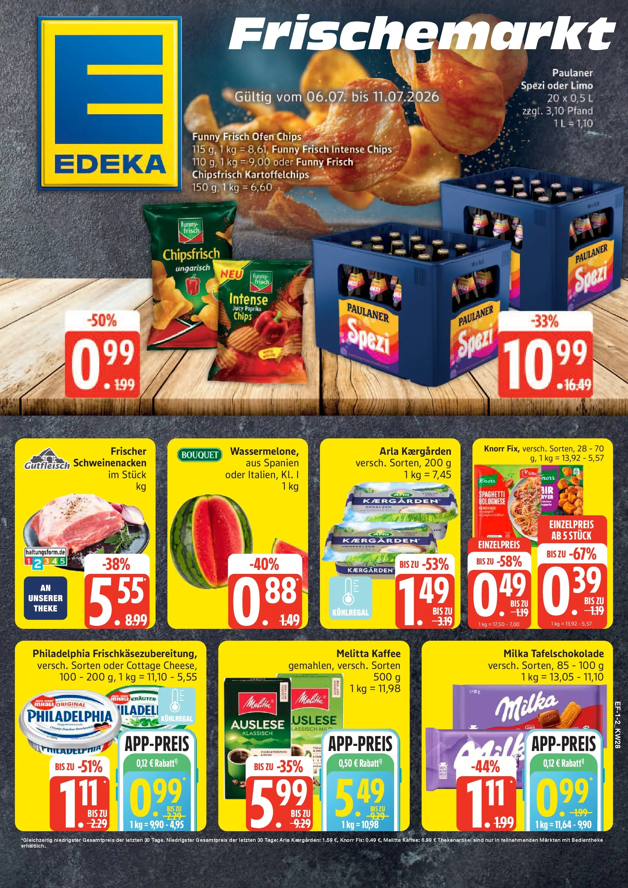 Edeka - EDEKA: Wochenangebote (ab 05.07.2026) » Angebote Online | Seite: 1 | Produkte: Knorr fix, Melitta kaffee, Philadelphia, Milka