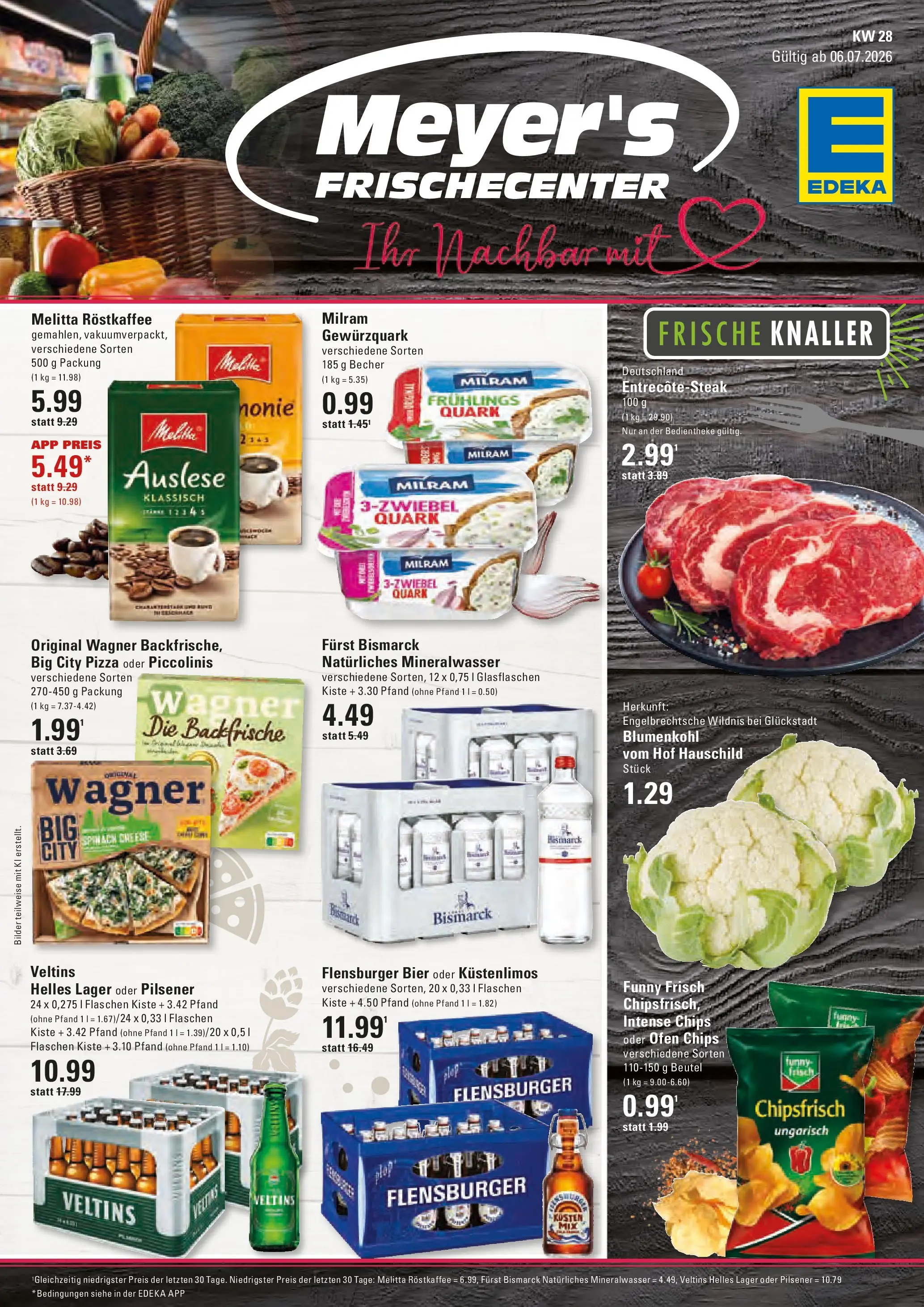 Edeka prospekt Hamburg (ab 06.07.2026) » Angebote Online | Seite: 1 | Produkte: Funny frisch, Mineralwasser, Flensburger, Blumenkohl
