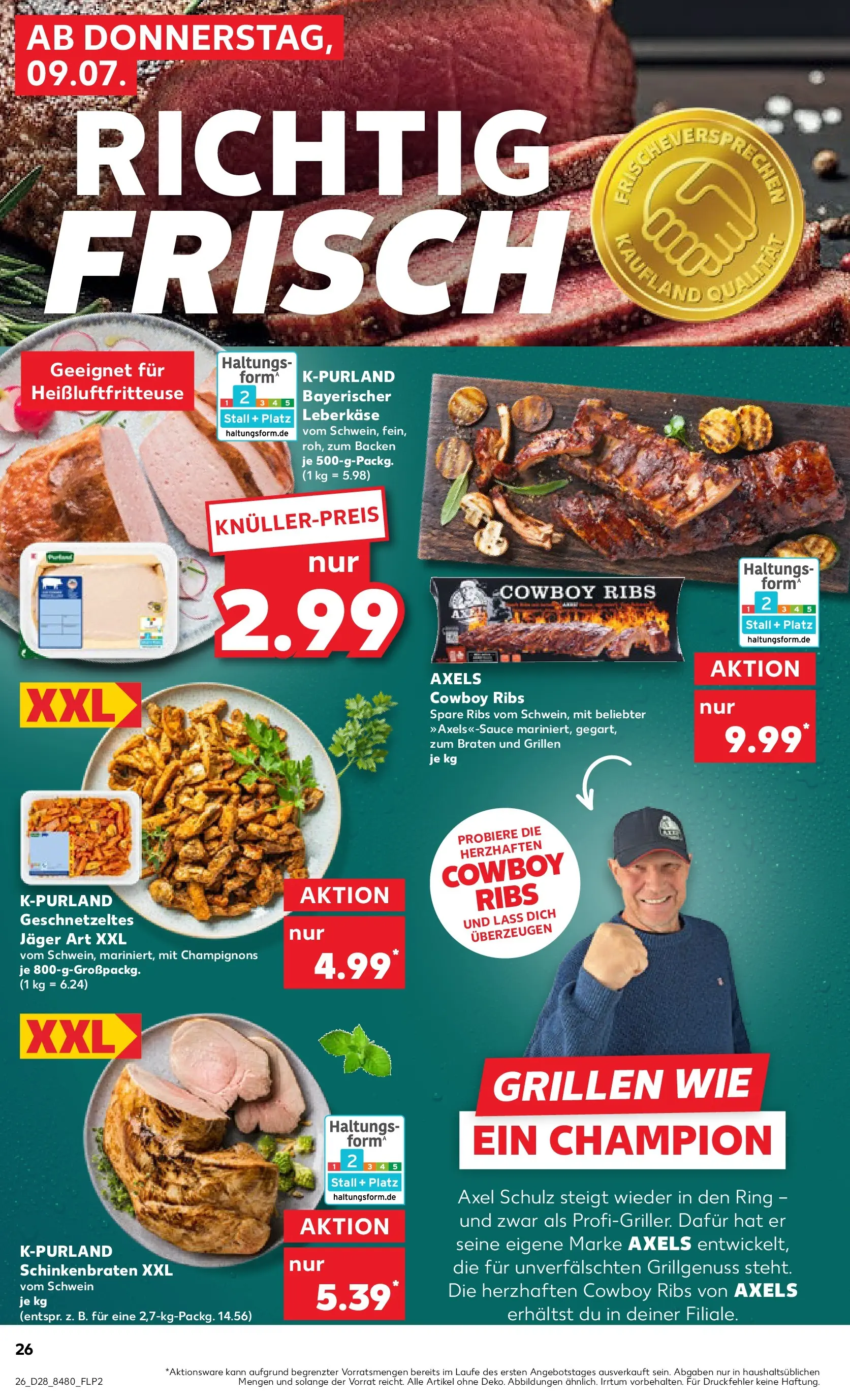 Prospekt Kaufland ab 08.07.2026 » Angebote Online zum Blättern | Seite: 26 | Produkte: Spare ribs, Champignons, Heißluftfritteuse, Leberkase