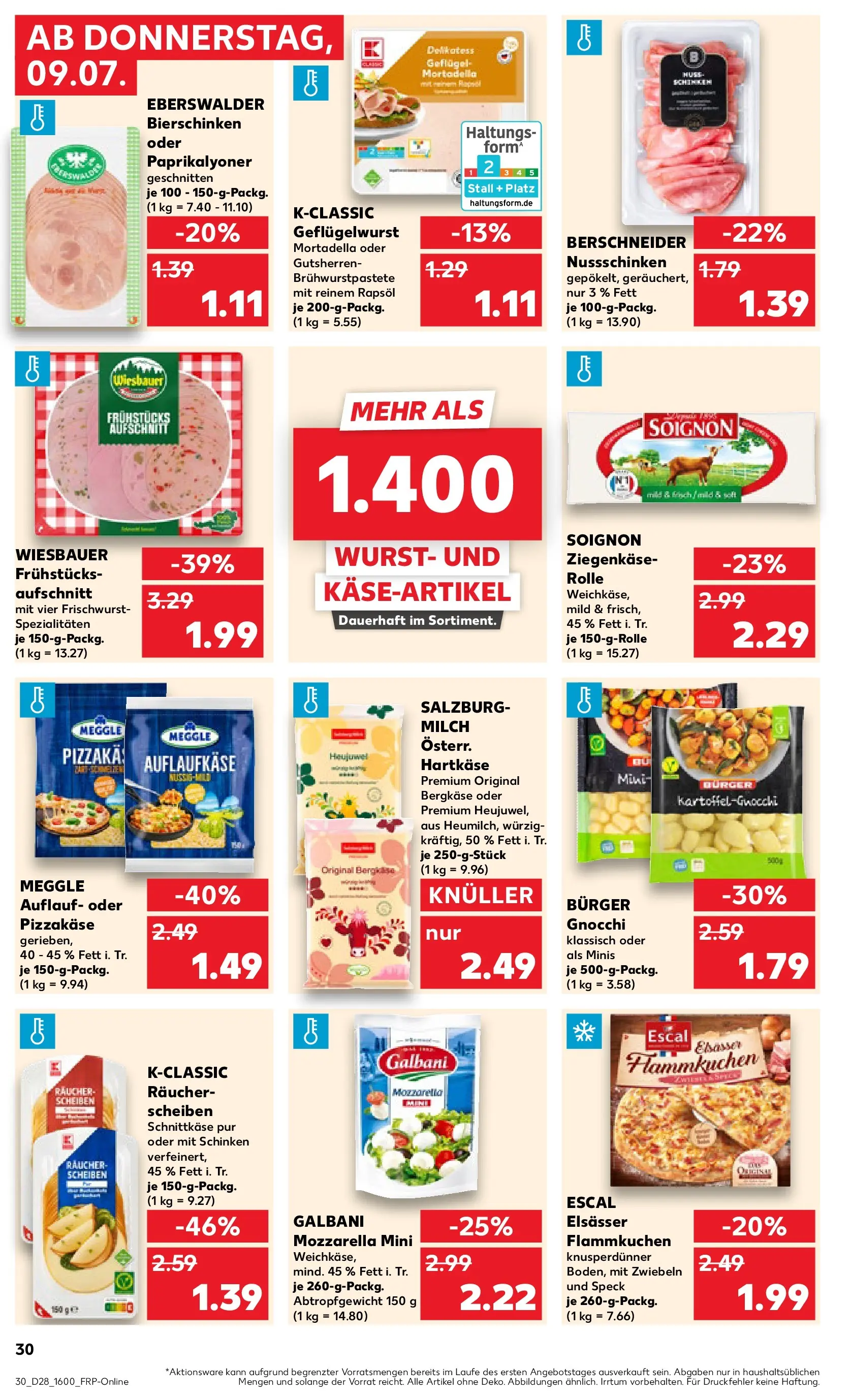 Prospekt Kaufland ab 09.07.2026 » Angebote Online zum Blättern | Seite: 30 | Produkte: Milch, Rapsöl, Zwiebeln, Wurst
