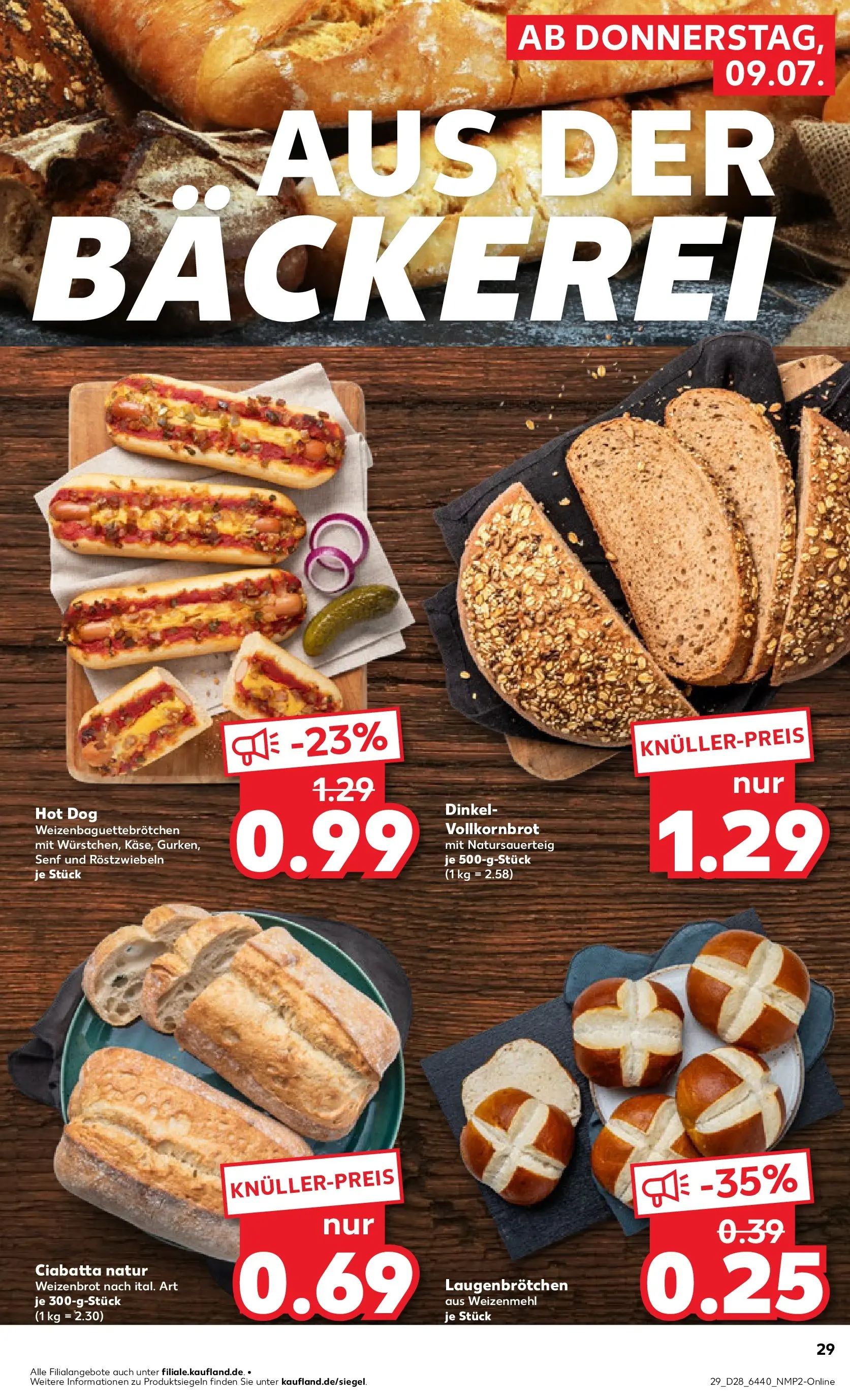 Prospekt Kaufland ab 09.07.2026 » Angebote Online zum Blättern | Seite: 29 | Produkte: Bäckerei, Vollkornbrot, Weizenmehl