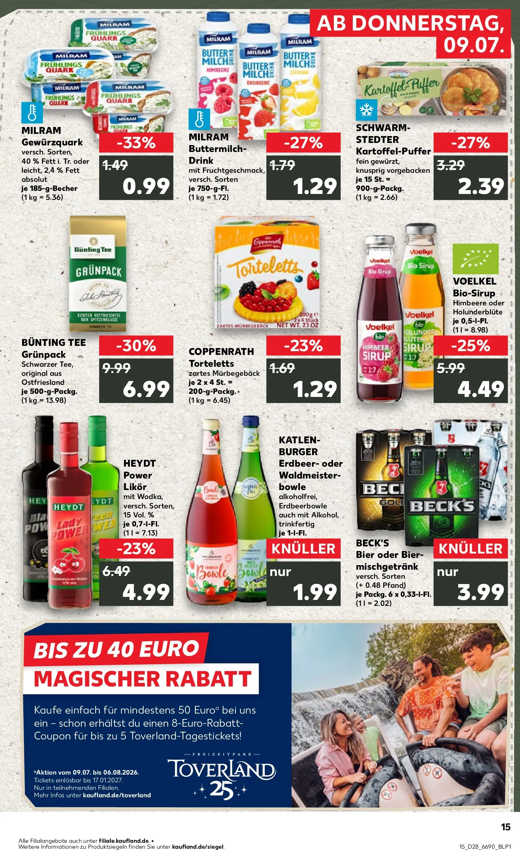 Prospekt Kaufland ab 09.07.2026 » Angebote Online zum Blättern | Seite: 15 | Produkte: Buttermilch, Quark, Burger, Sirup