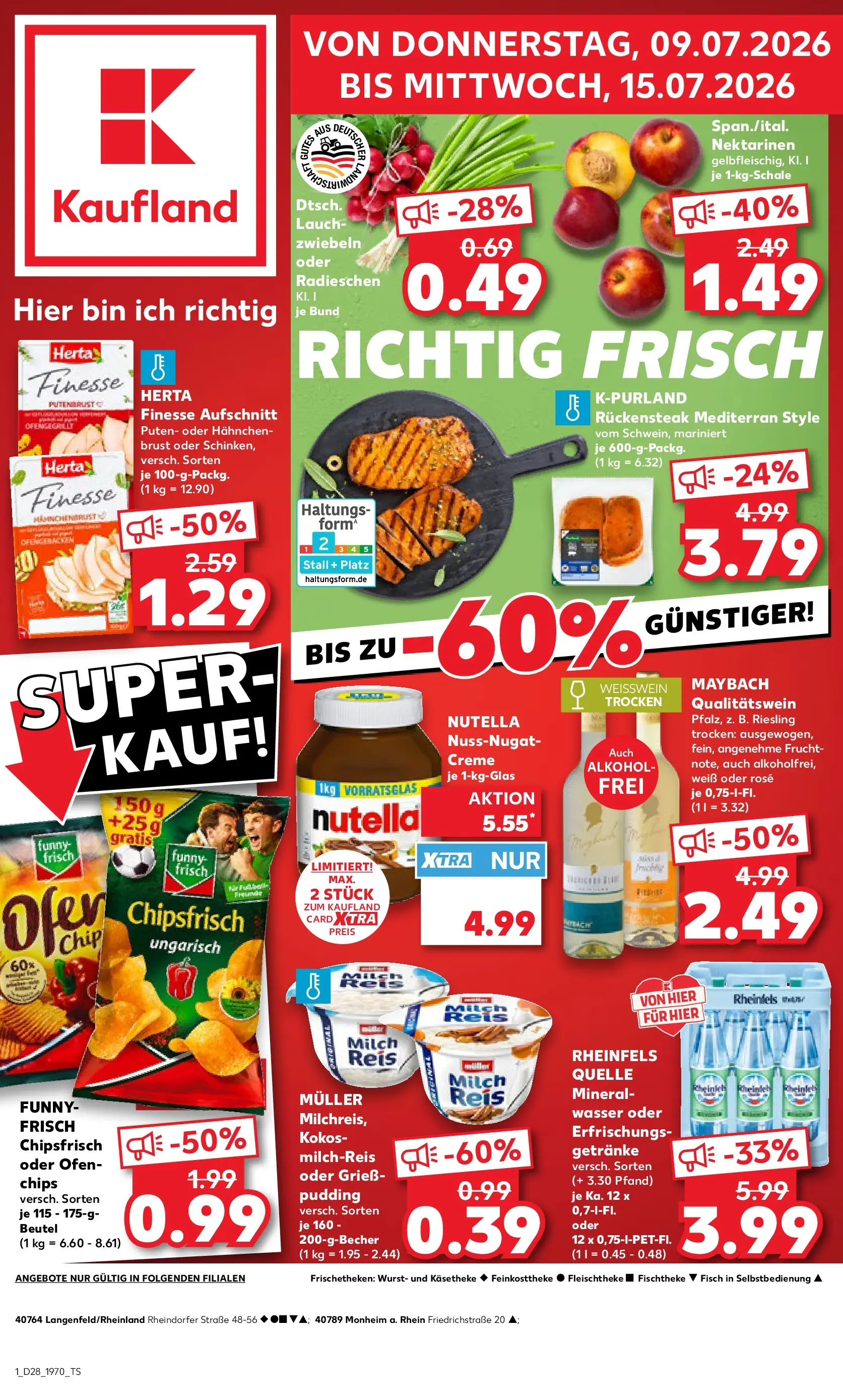 Prospekt Kaufland ab 09.07.2026 » Angebote Online zum Blättern | Seite: 1 | Produkte: Ofen, Hahnchen, Nutella, Chips